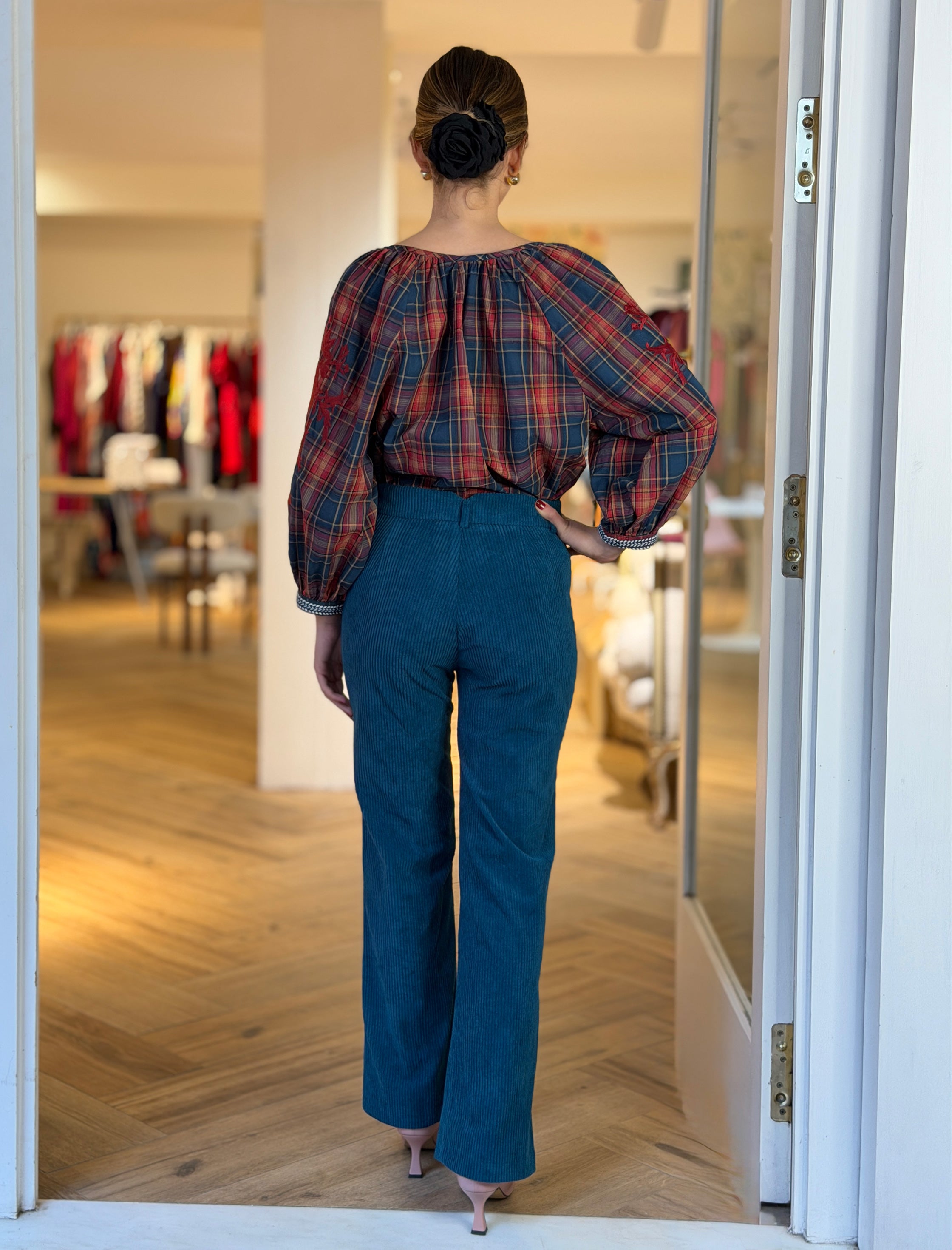 Pantalón de pana mujer ideal azul