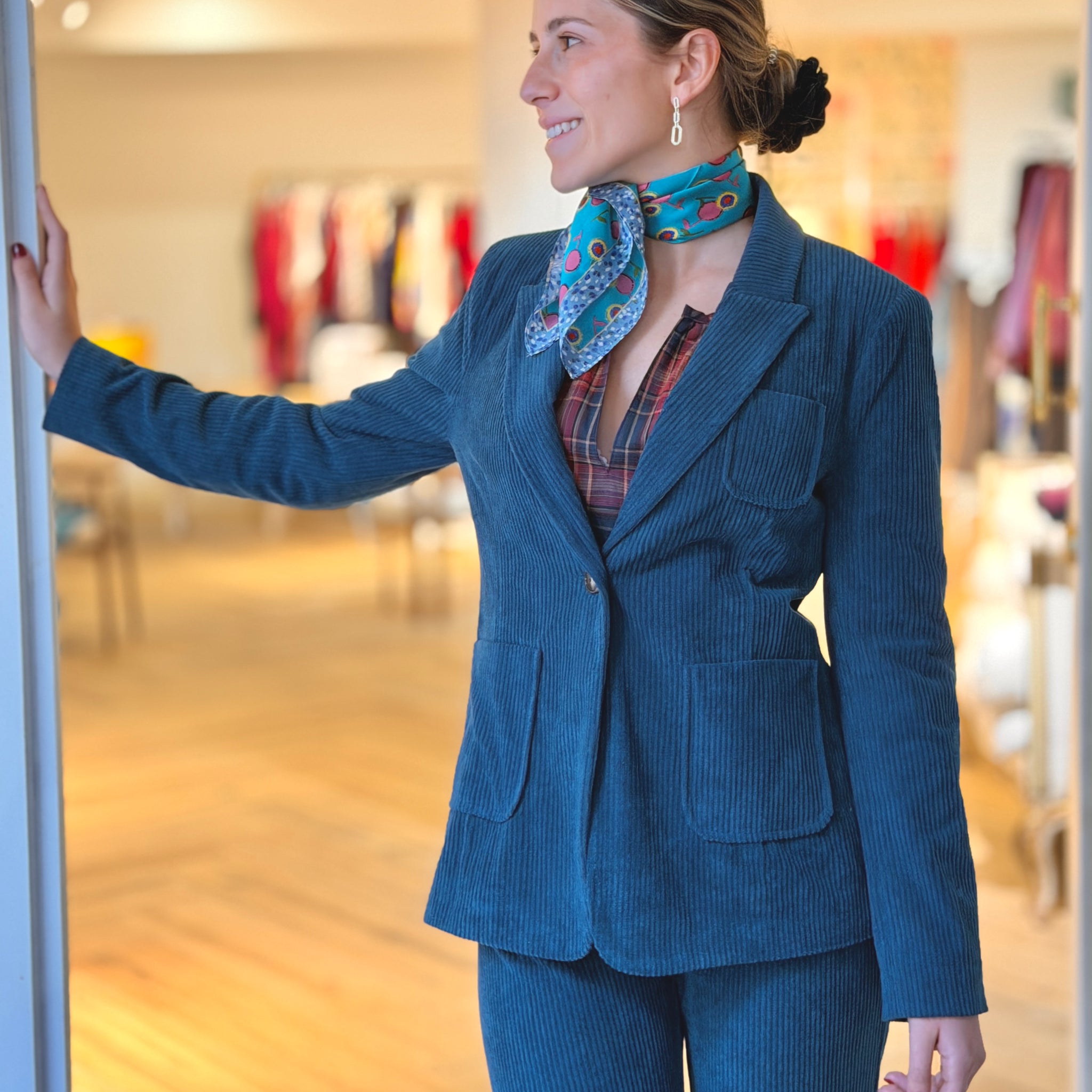 Chaqueta de pana blazer azul