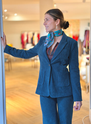 Chaqueta de pana blazer azul