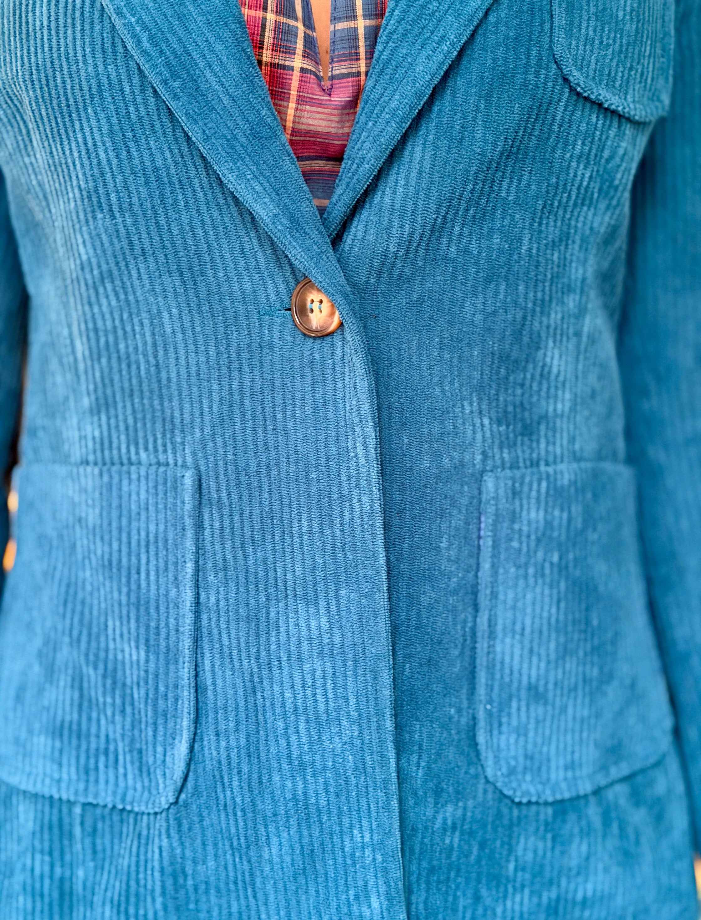 Chaqueta de pana blazer azul