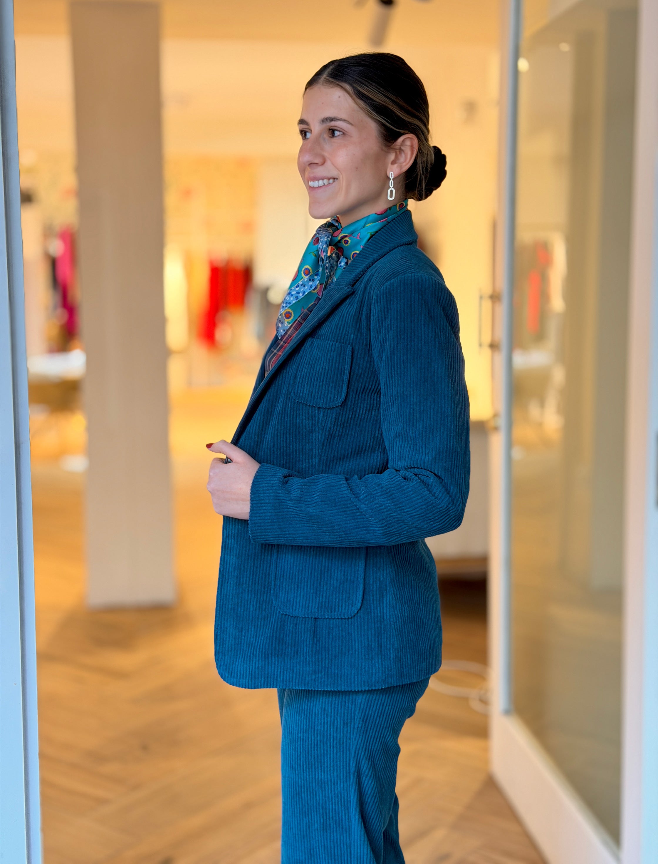 Chaqueta de pana blazer azul