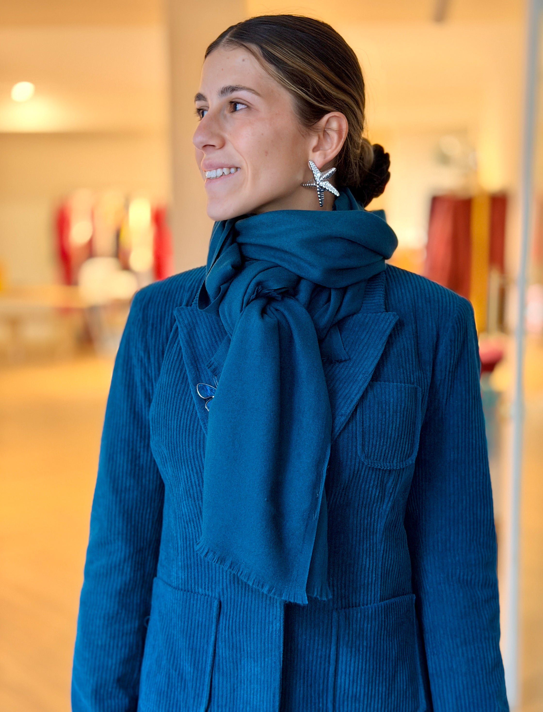 Pañuelo foulard de viscosa azul