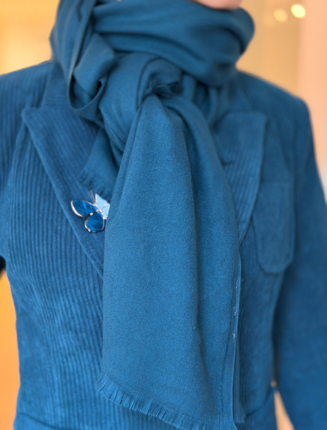 Pañuelo foulard de viscosa azul