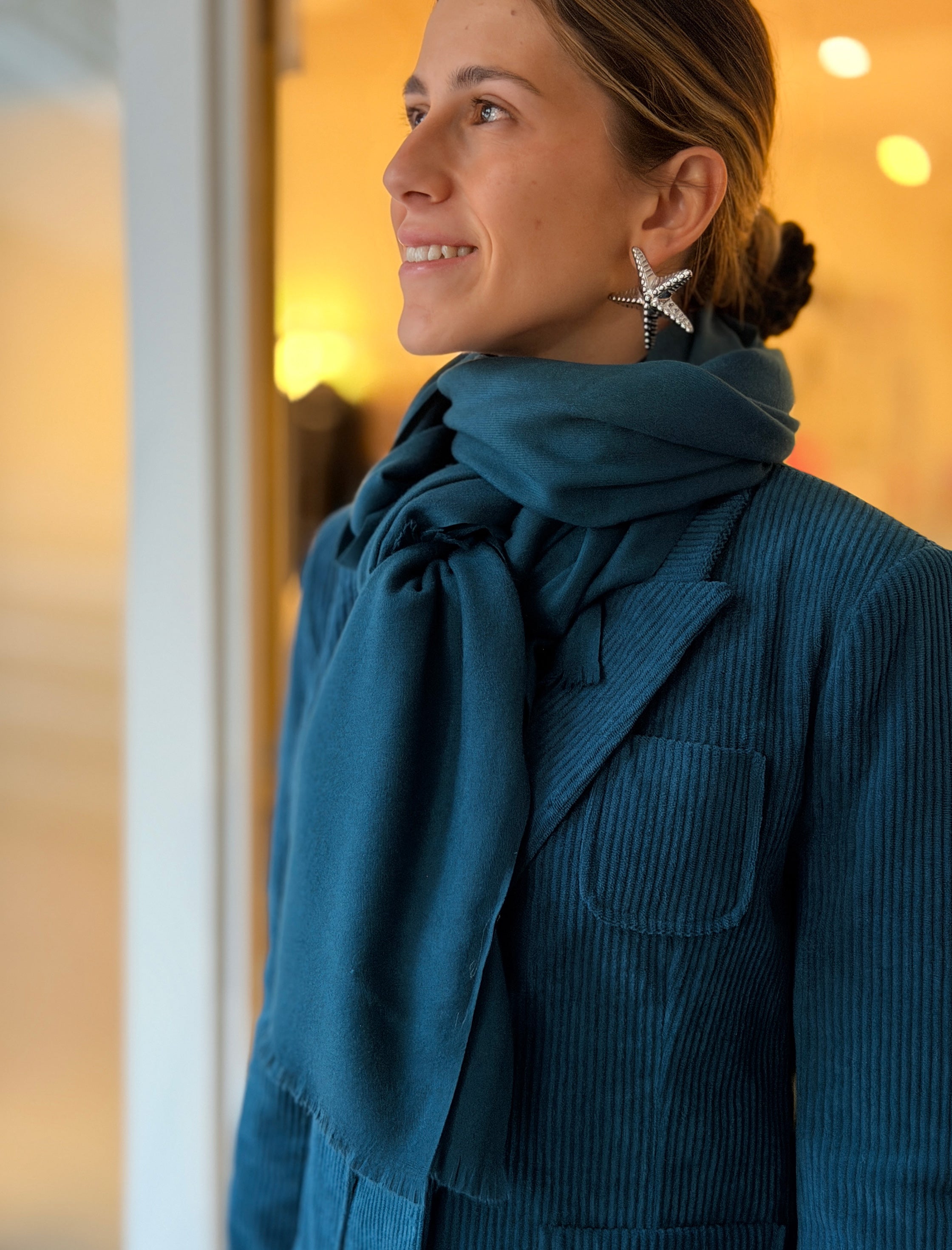 Pañuelo foulard de viscosa azul