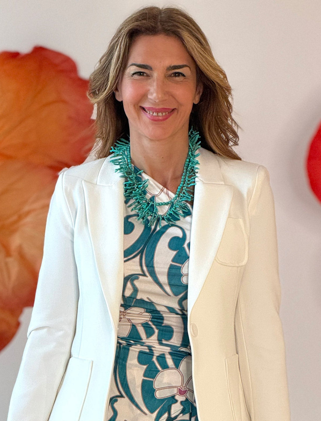 Collar turquesa ramas coral