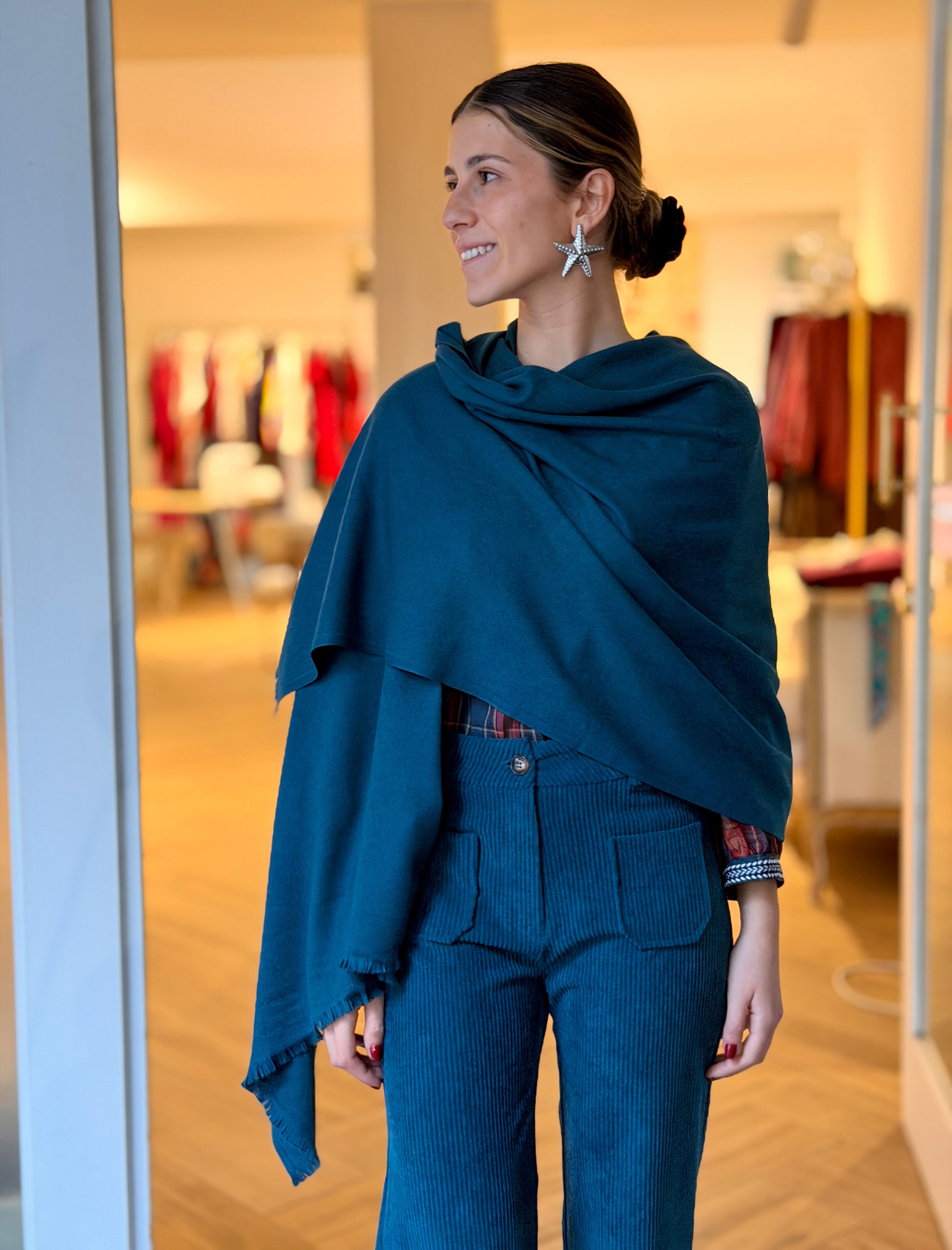 Pendientes estrella de mar plateada