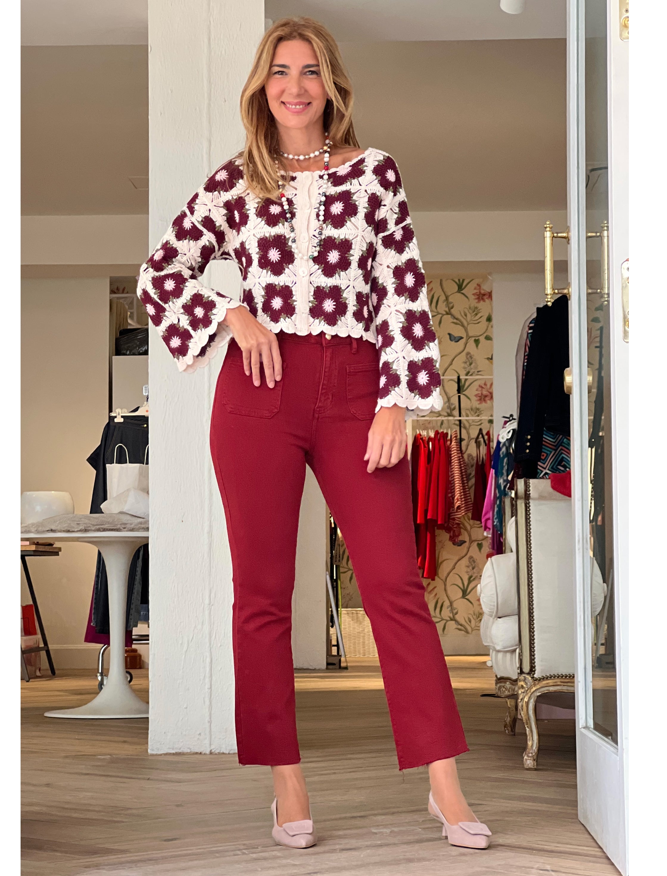 Jeans flare burgundy