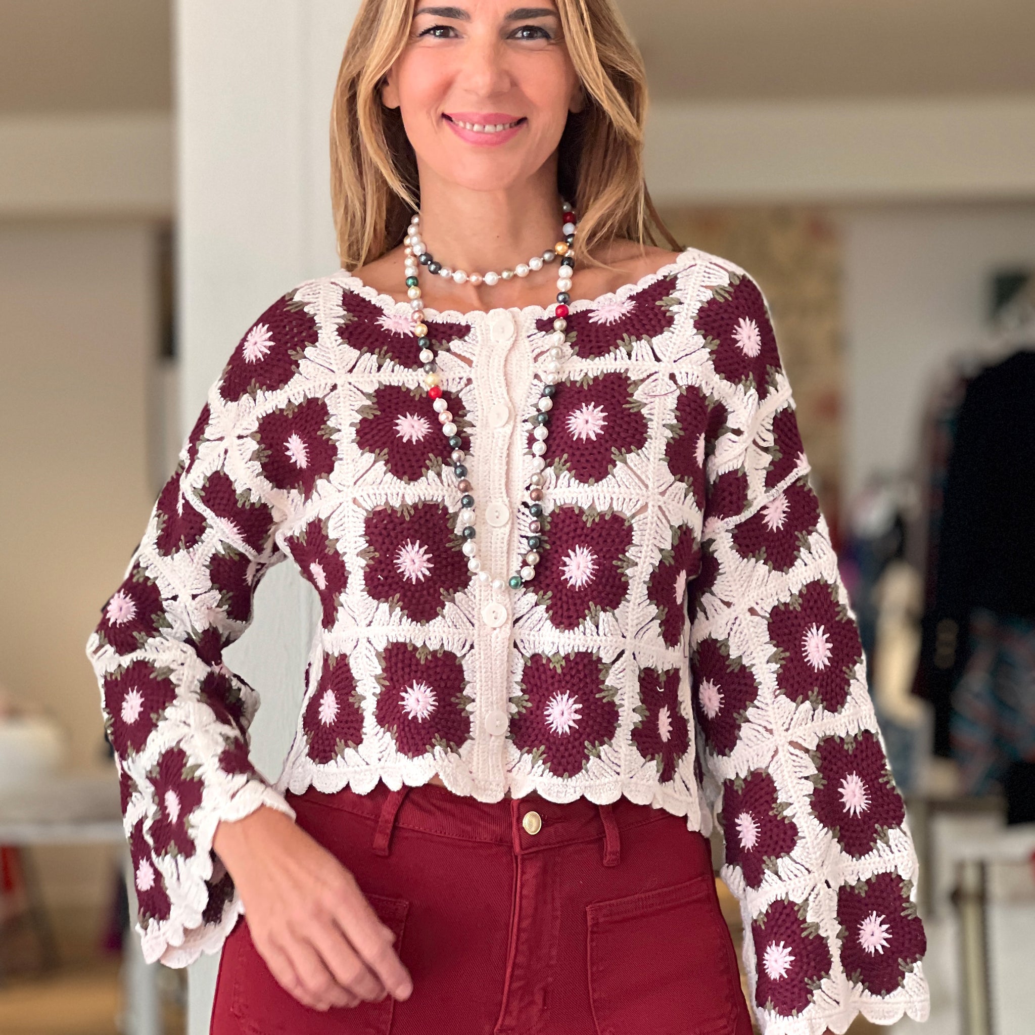 Rebeca floral artesana