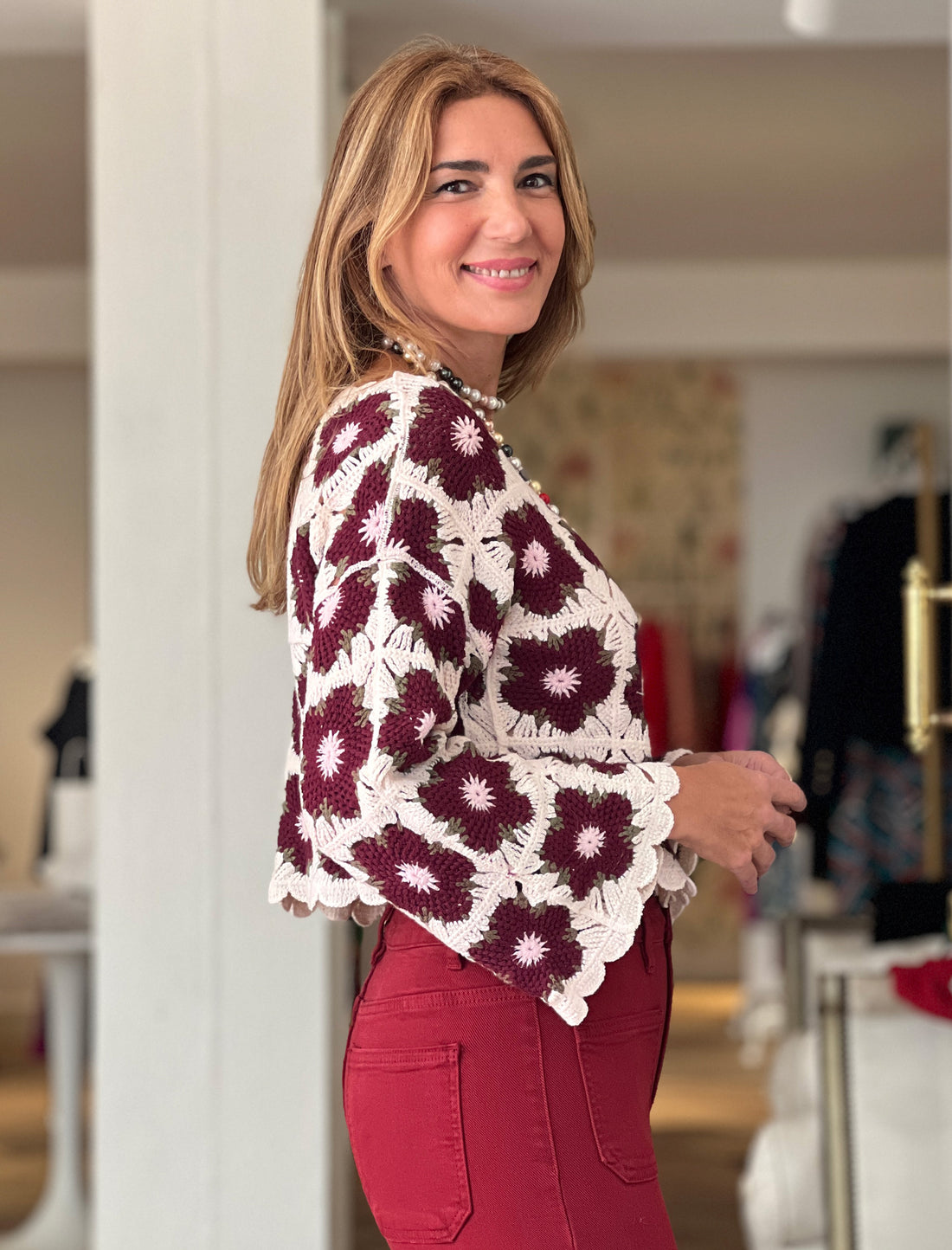 Rebeca floral artesana