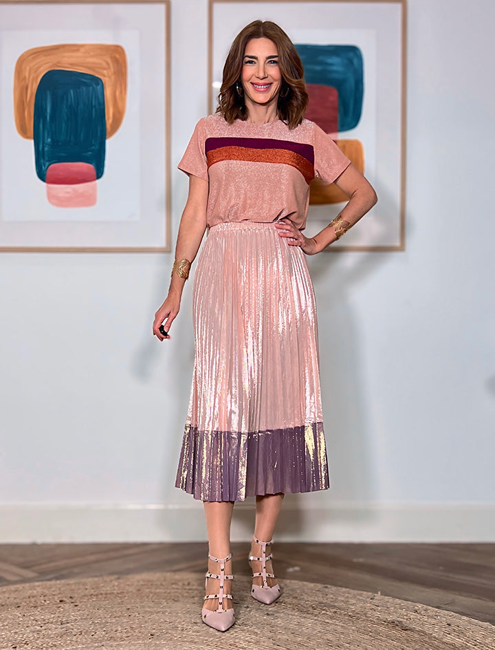 CAMISETA LISTAS CHIC NUDE ÚLTIMA S