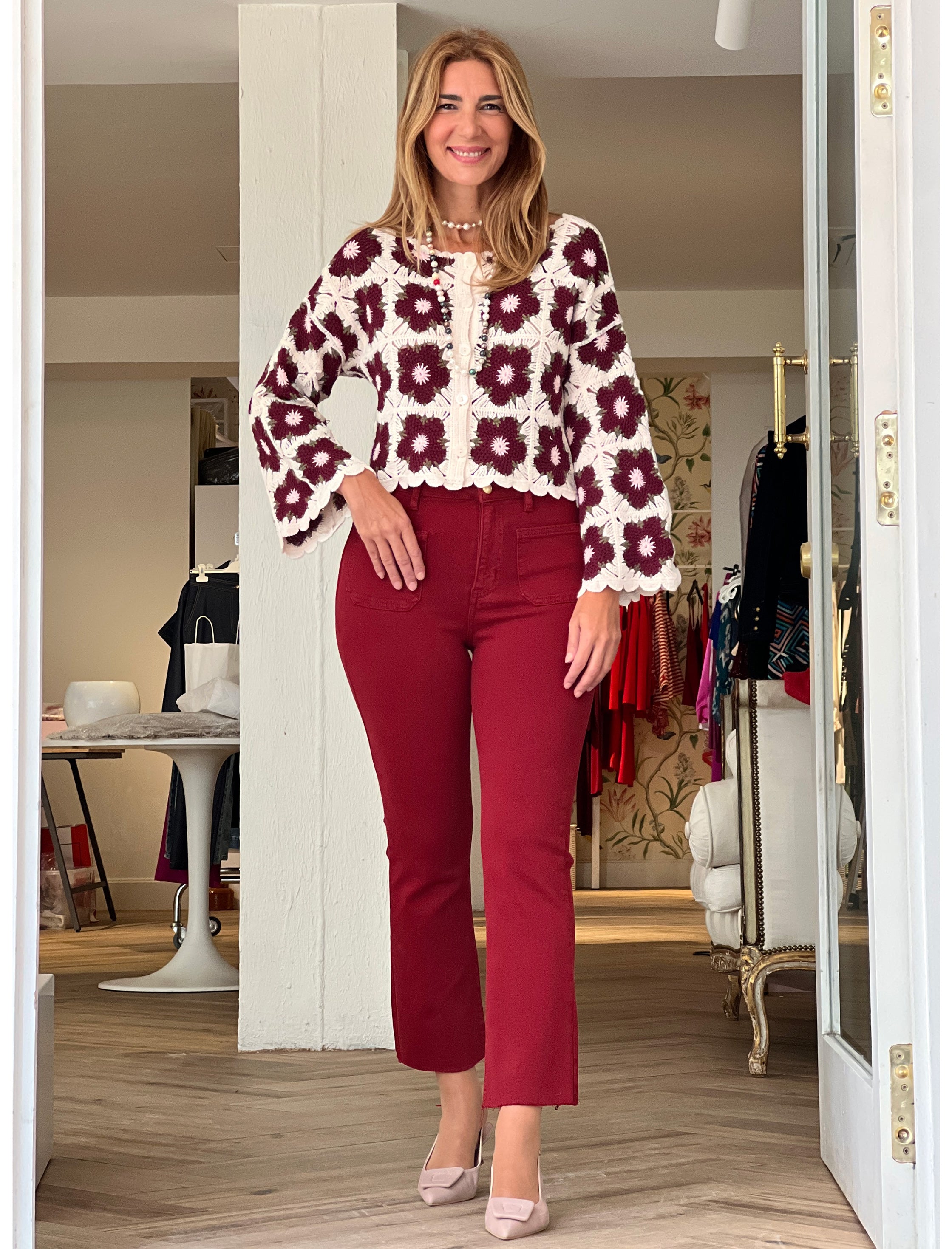 Jeans flare burgundy