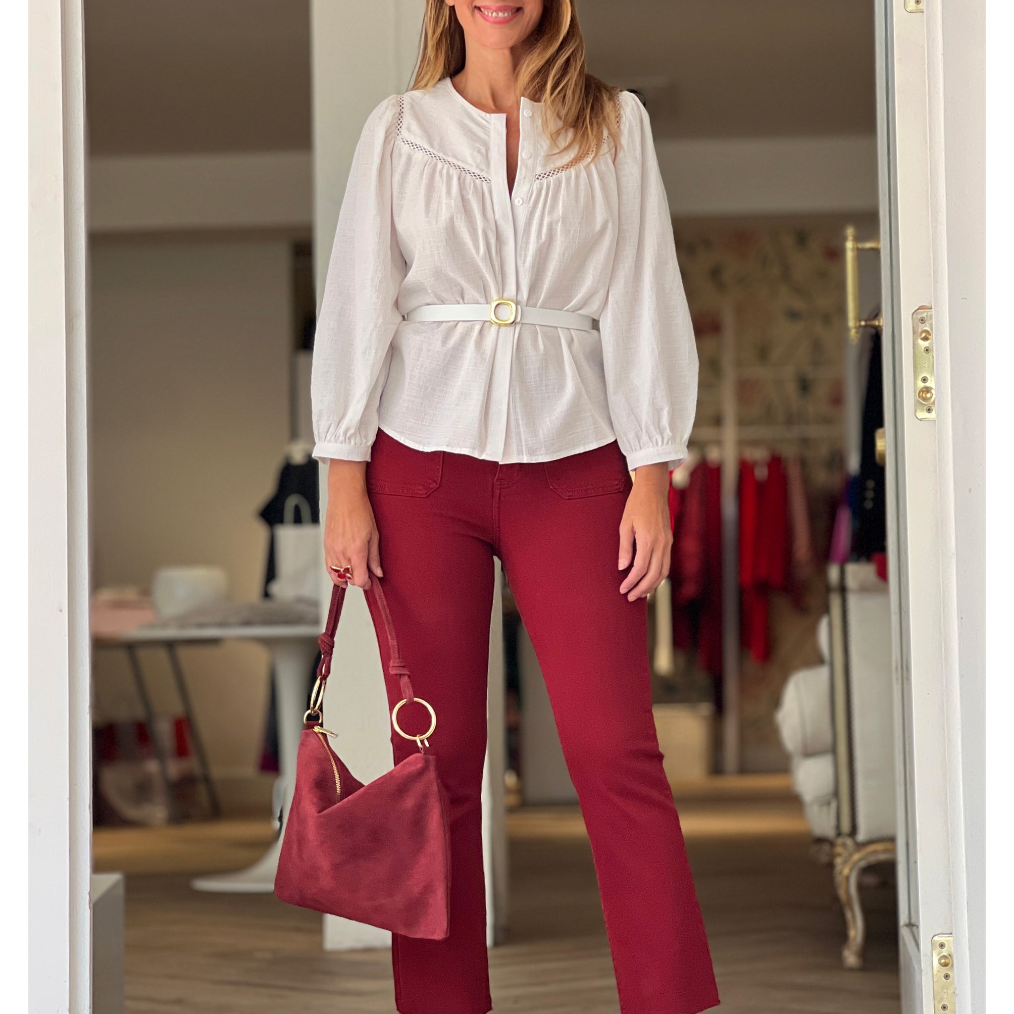 Jeans flare burgundy