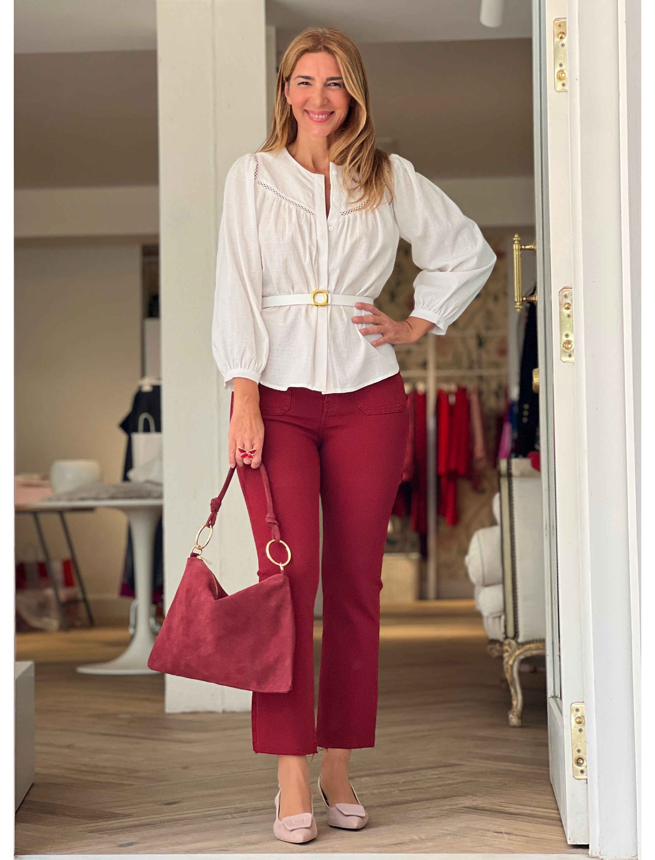 Jeans flare burgundy