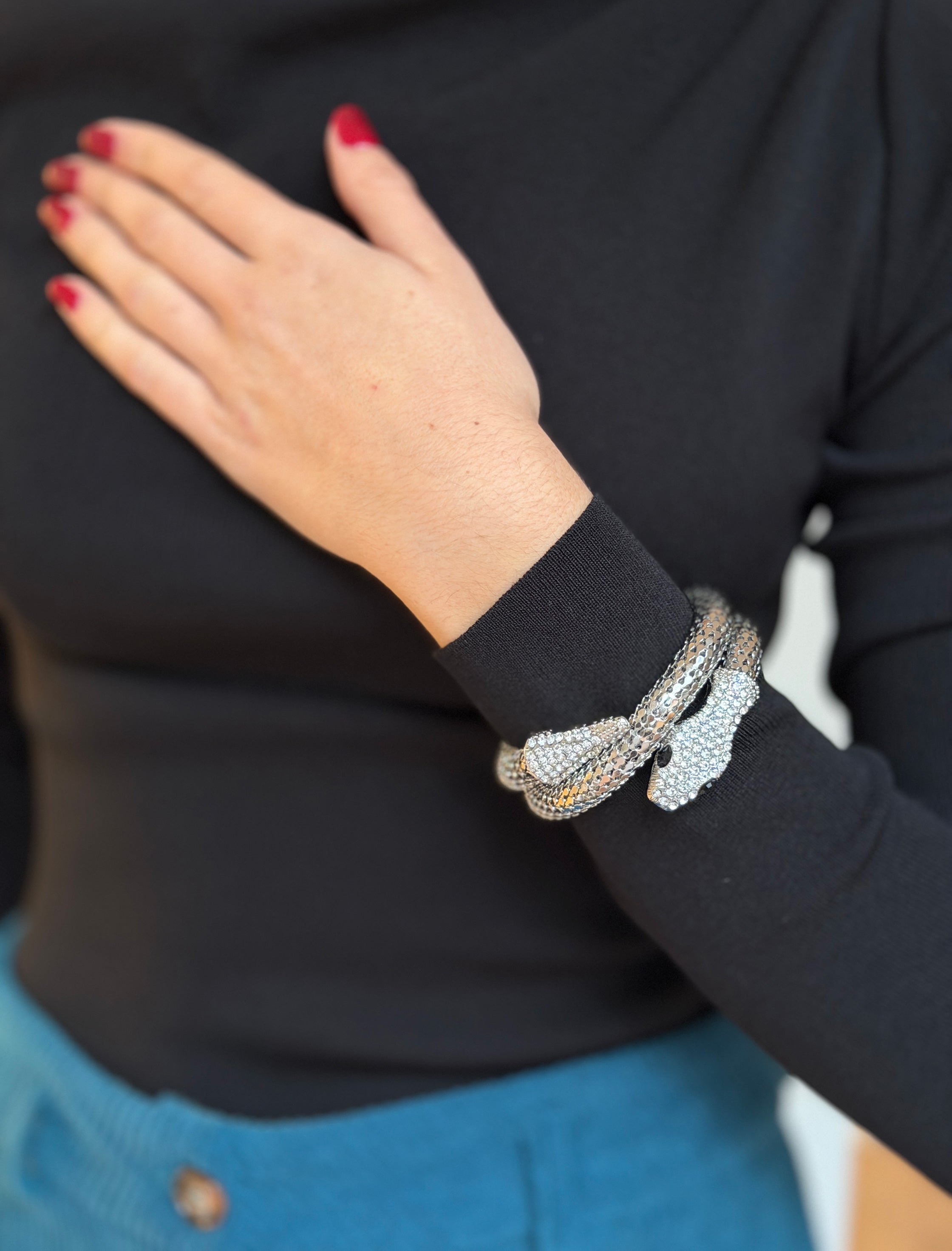 Brazalete serpiente chic plateado