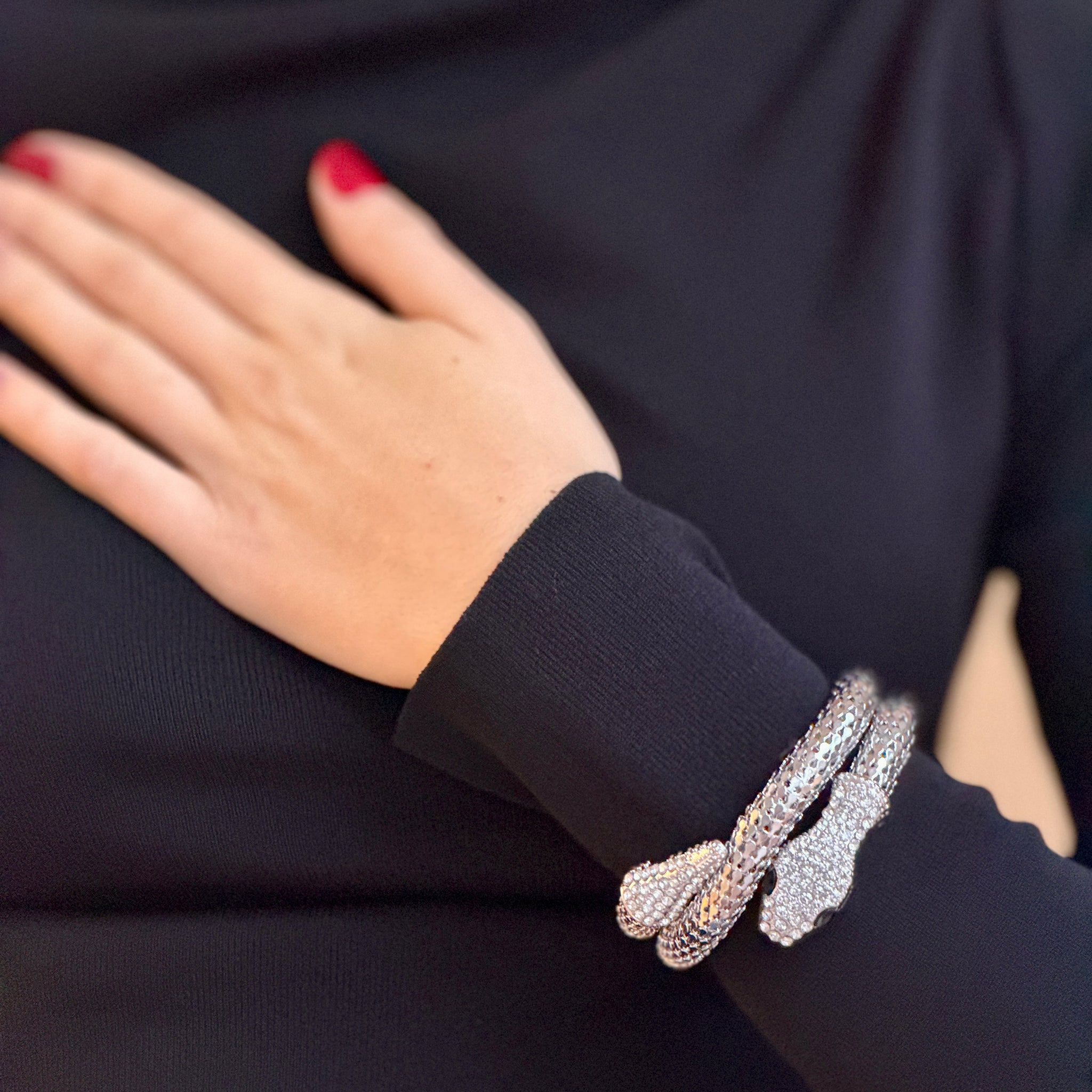 Brazalete serpiente chic plateado