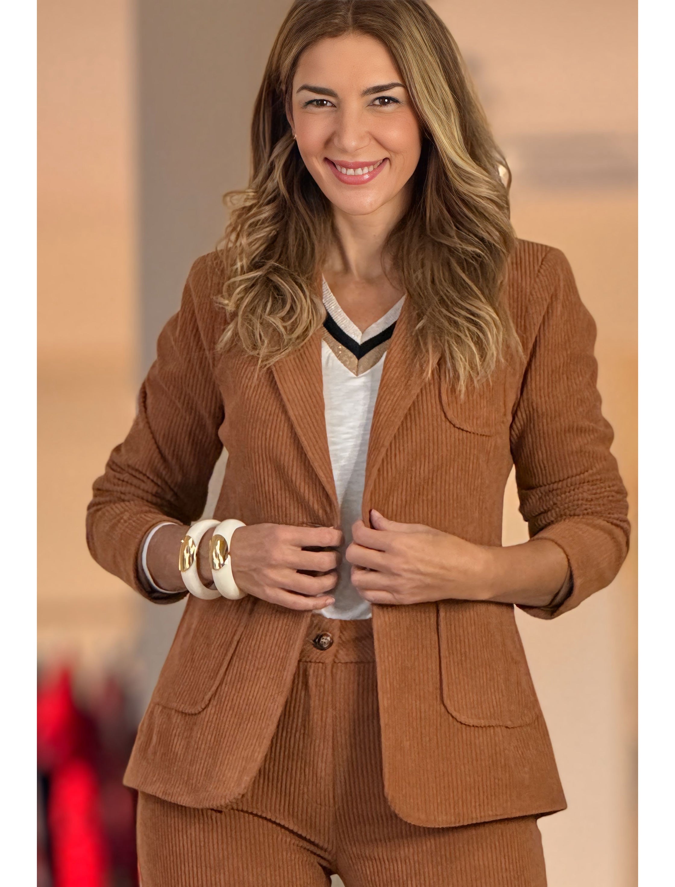 Chaqueta de pana blazer camel