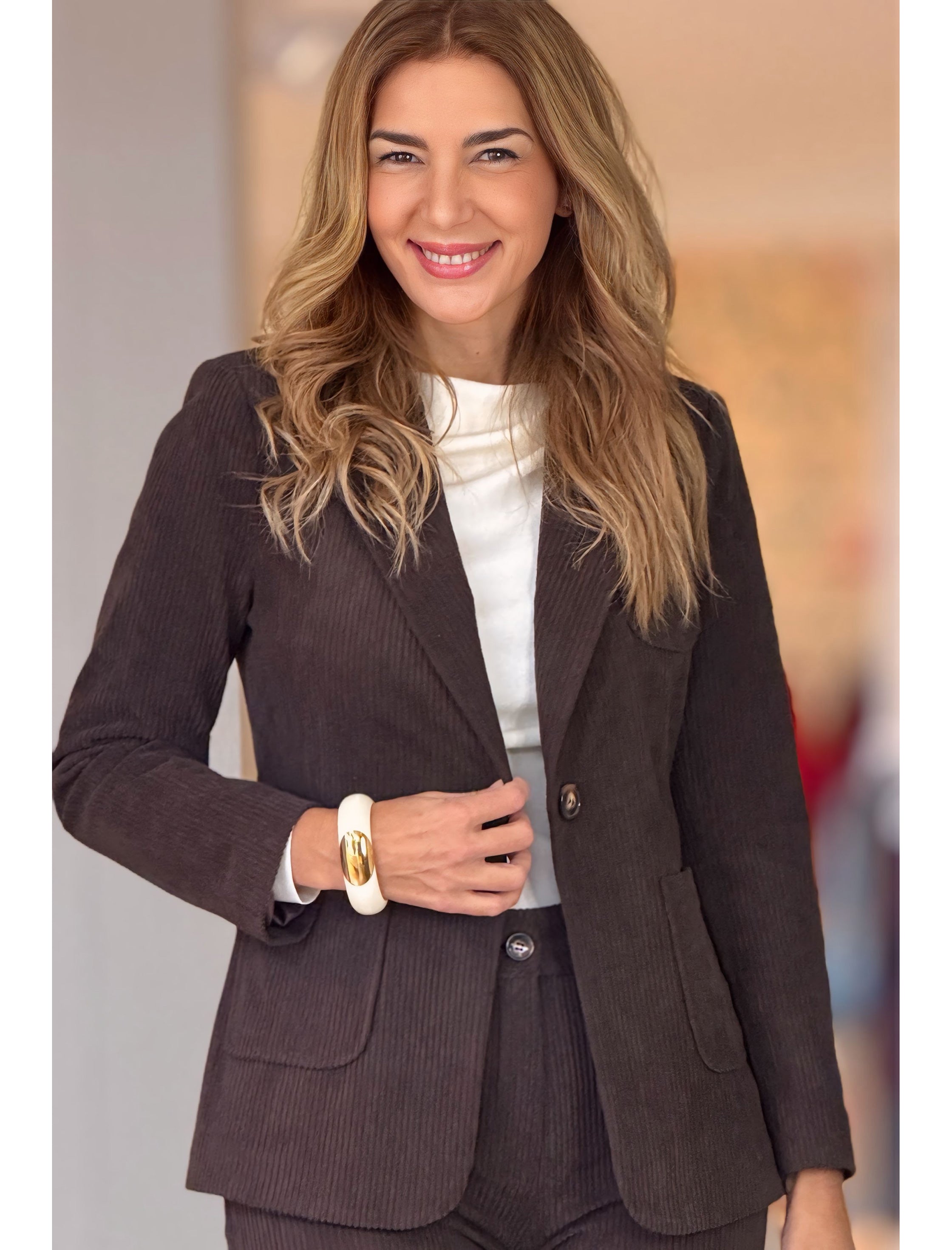 Chaqueta de pana blazer marrón chocolate