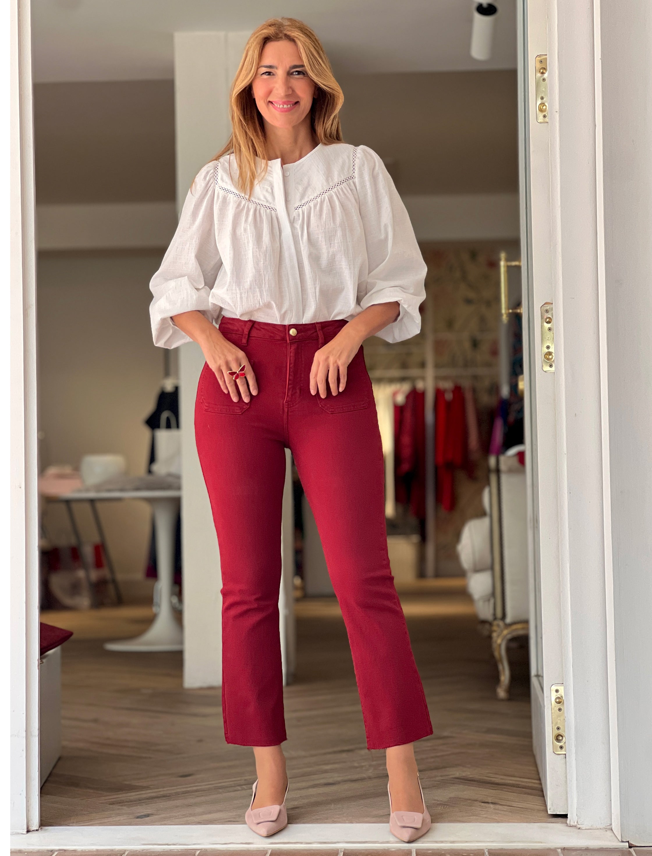 Jeans flare burgundy