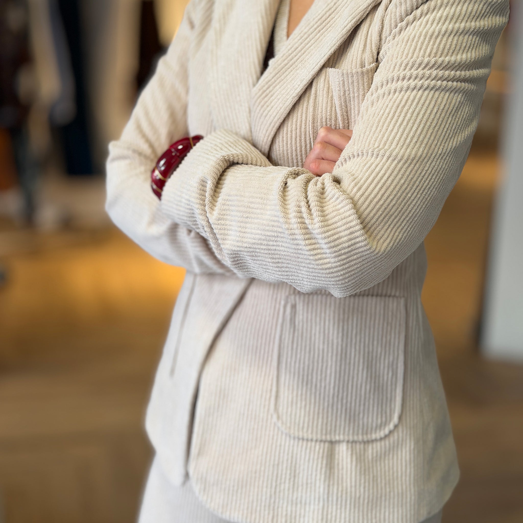 Chaqueta de pana blazer beig