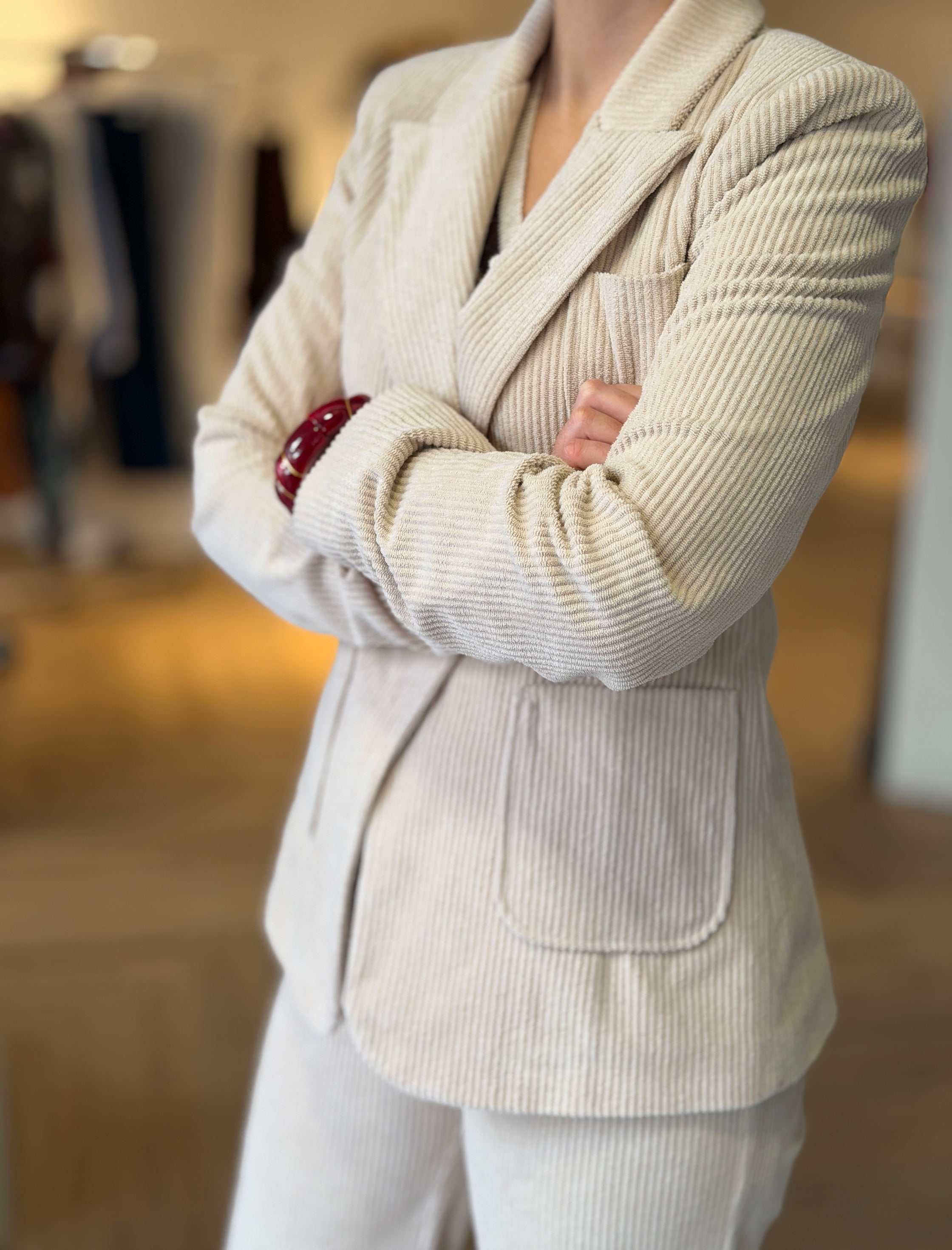 Chaqueta de pana blazer beig