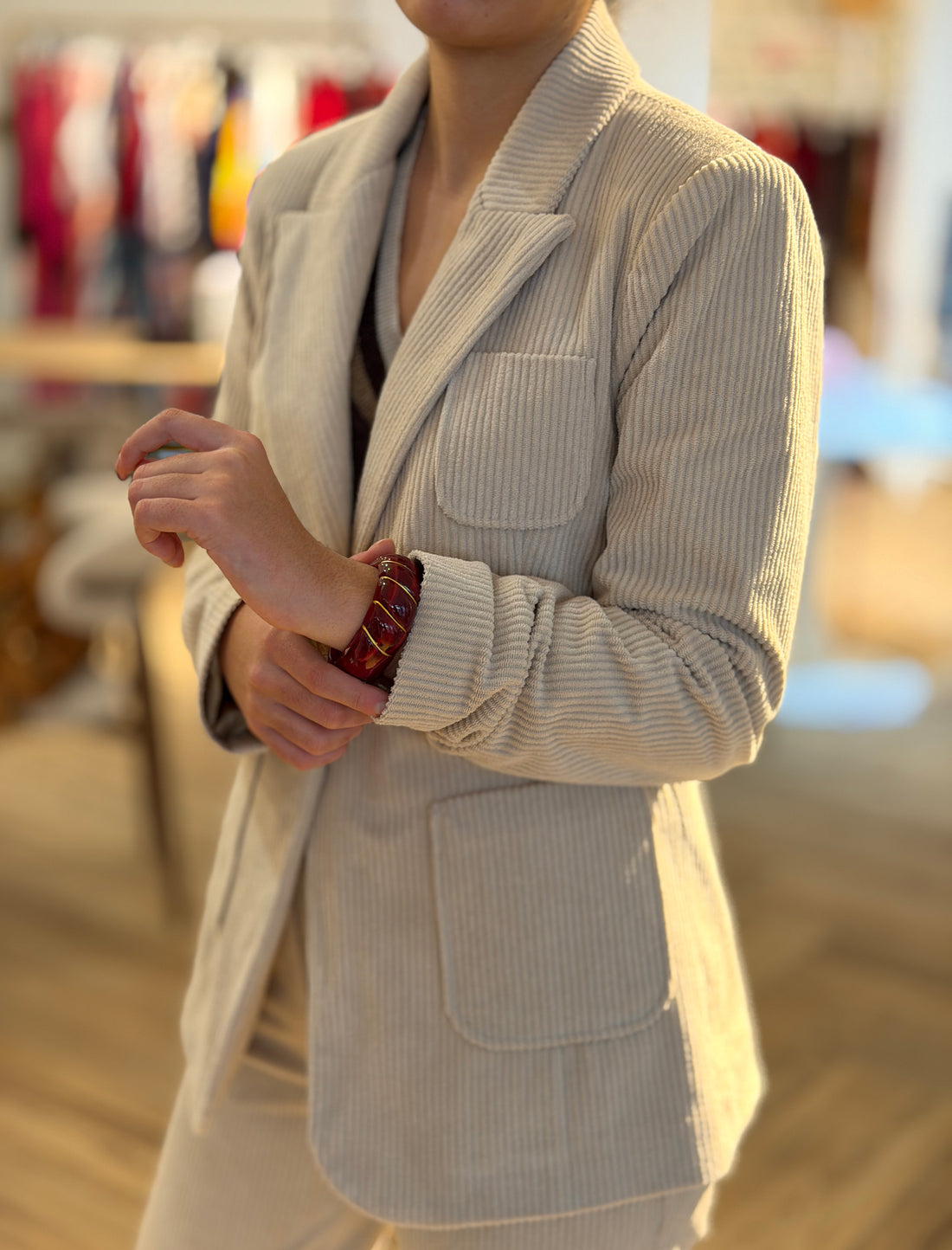 Chaqueta de pana blazer beig