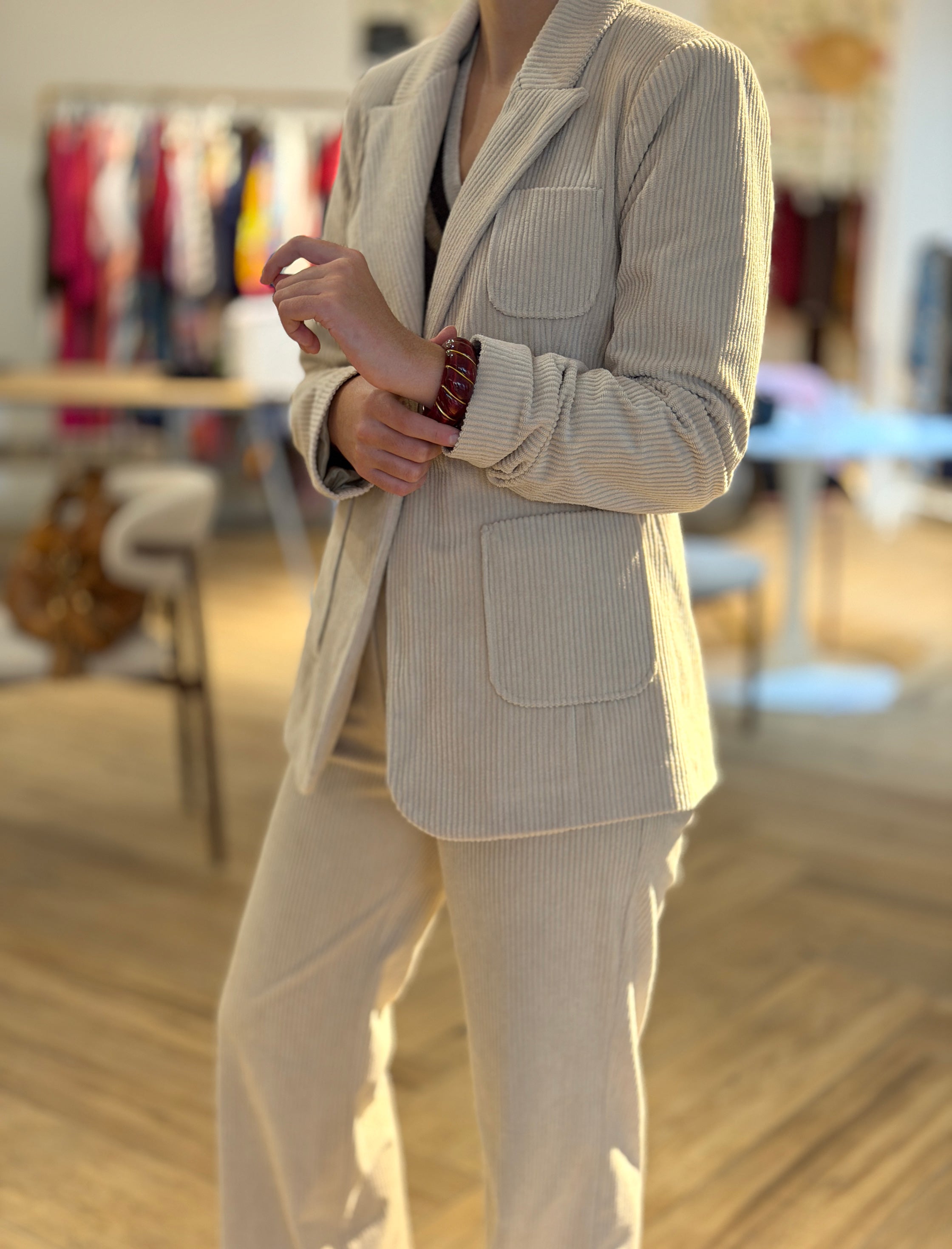 Pantalón de pana mujer ideal beig