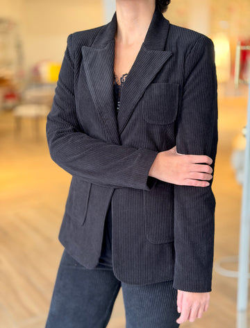 Chaqueta de pana blazer negra