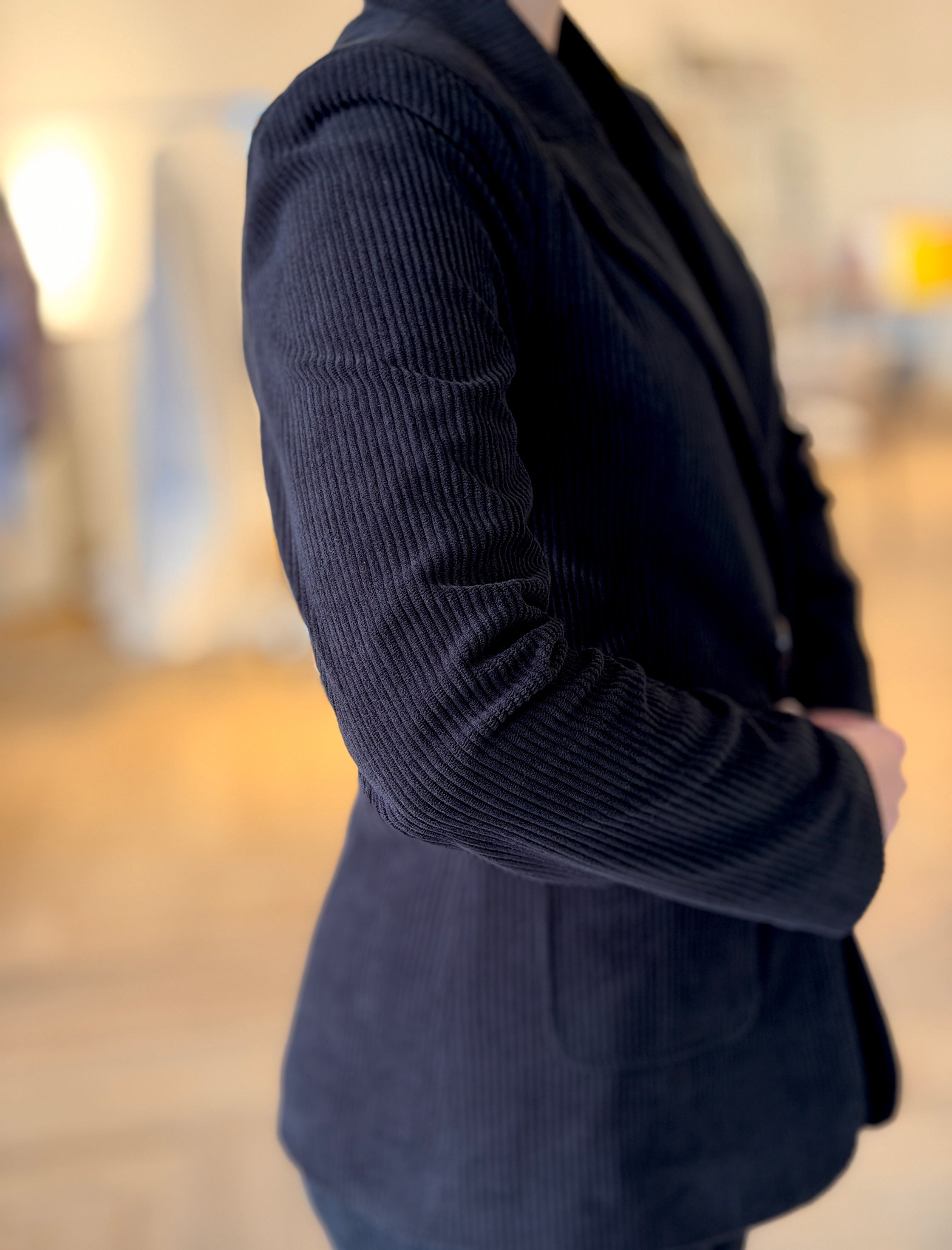 Chaqueta de pana blazer negra