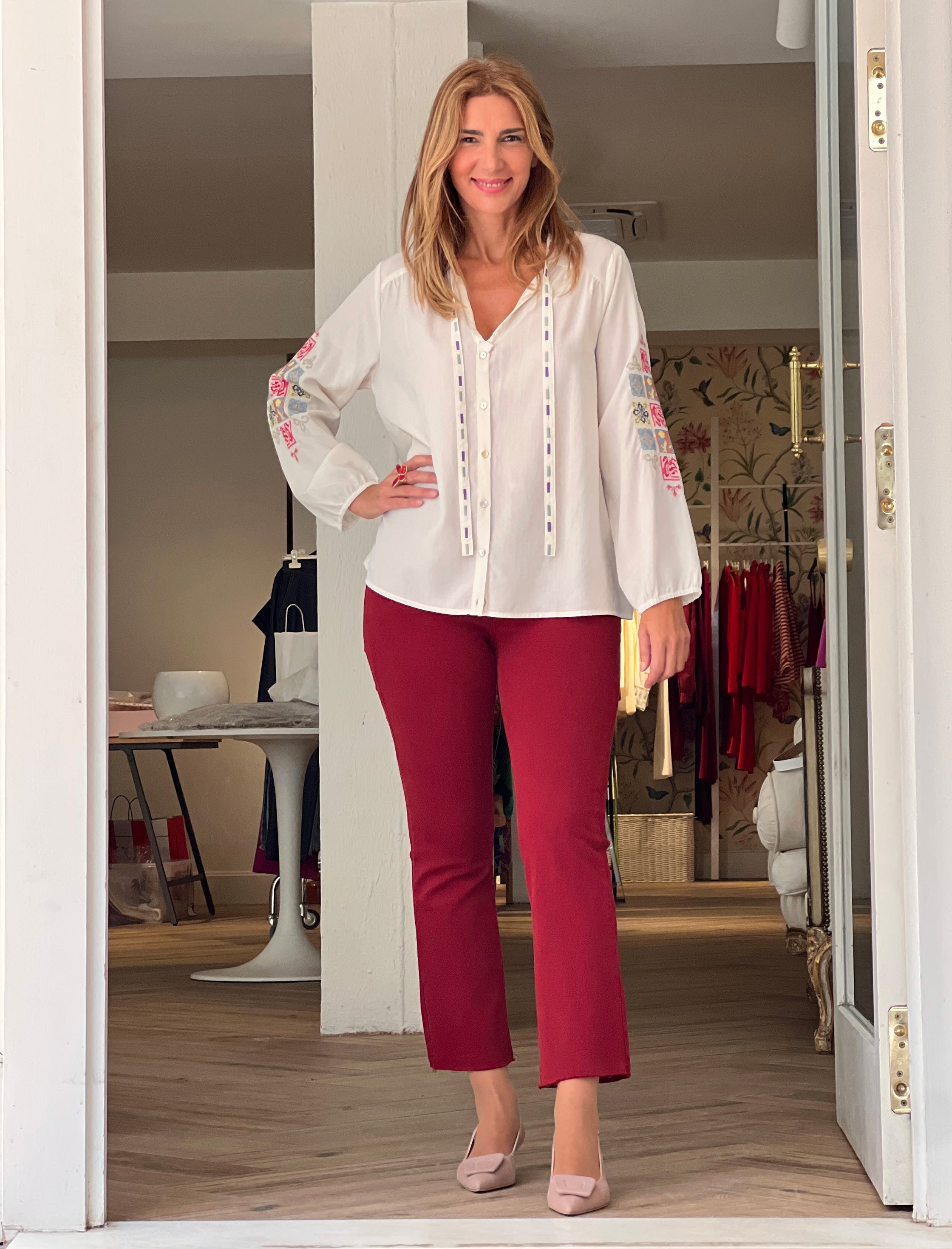 Jeans flare burgundy