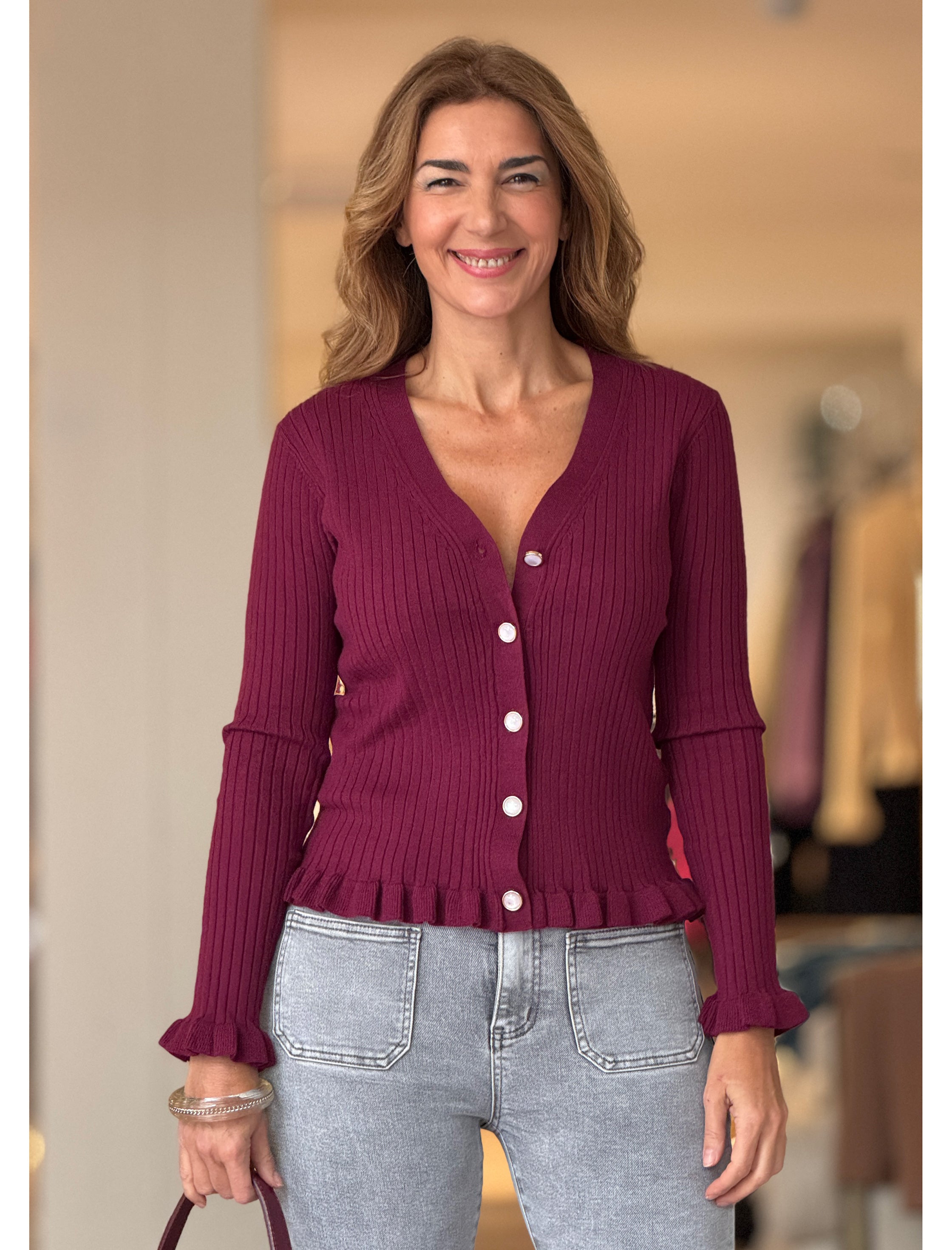 Rebeca burdeos botones chic