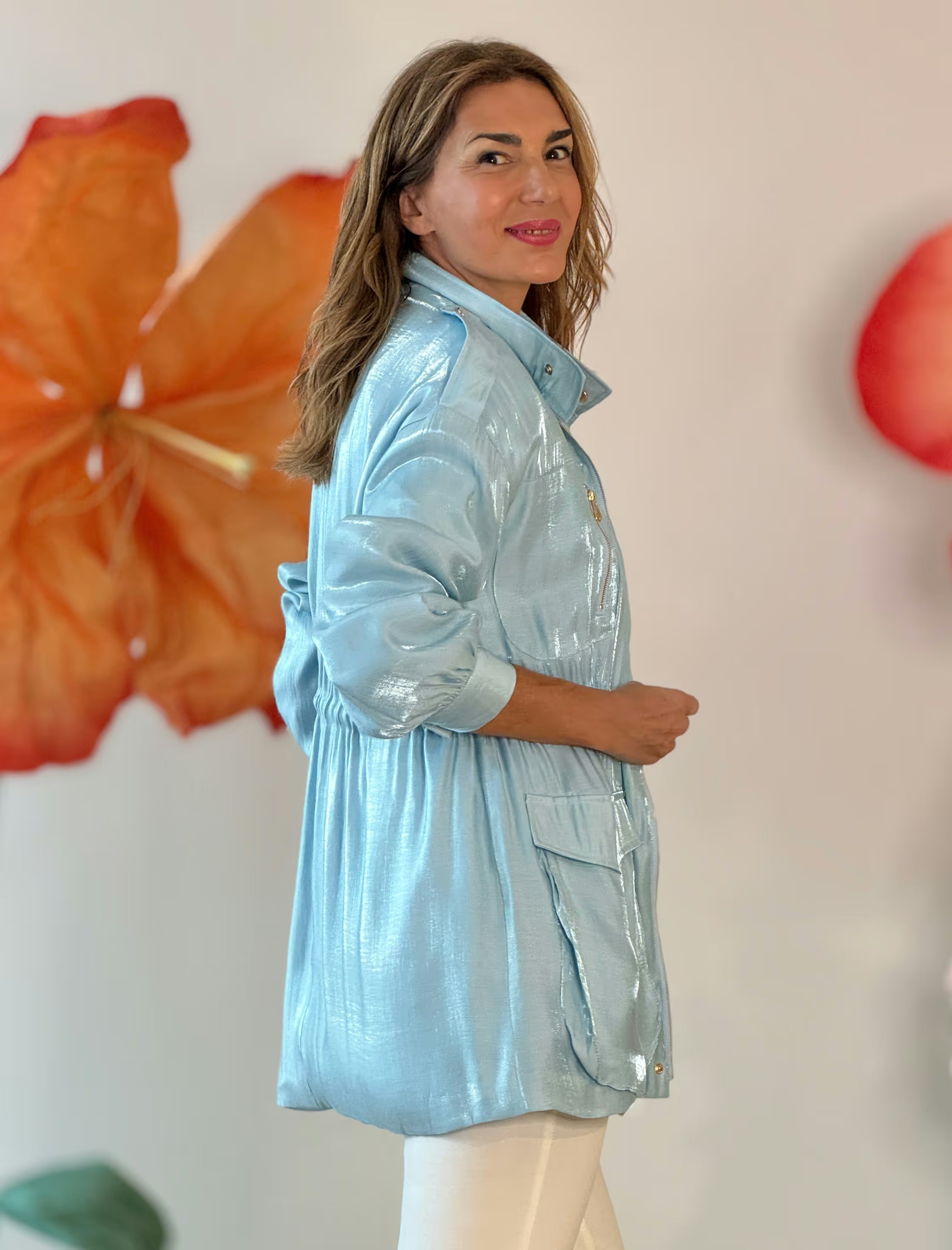 Chaqueta Sahariana celeste chic