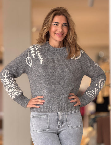 Jersey gris bordado suave