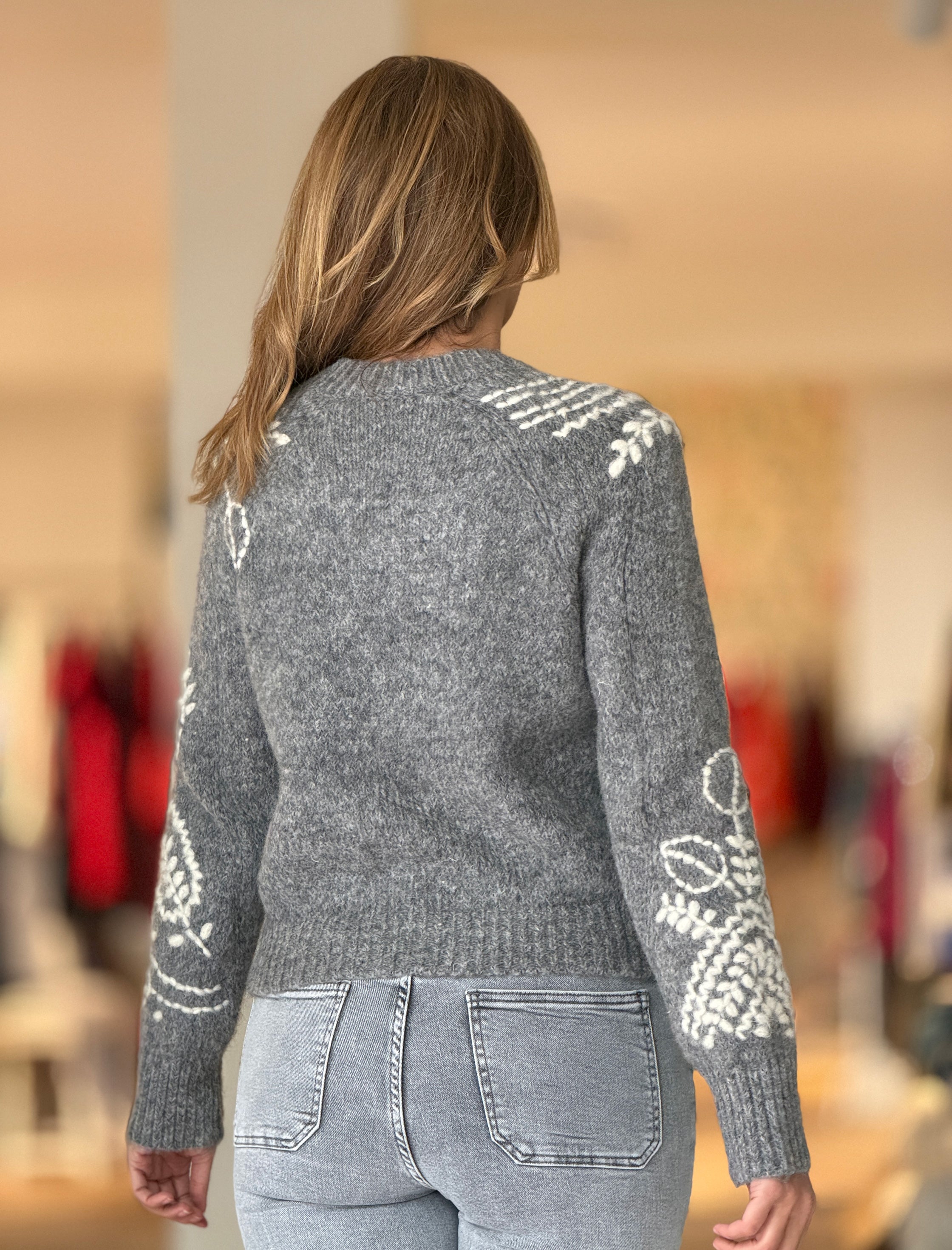 Jersey gris bordado suave
