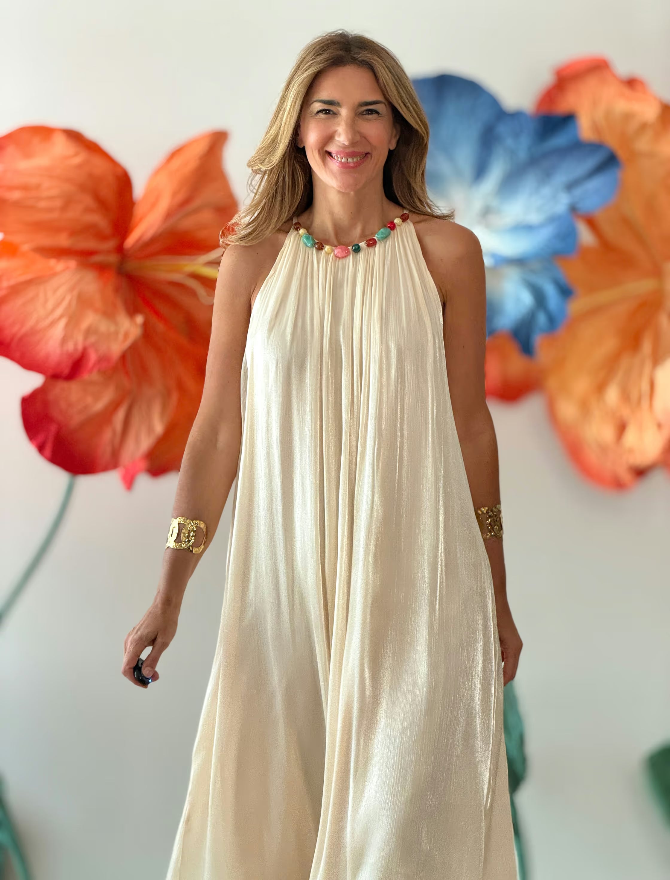 Vestido largo beige Atenas