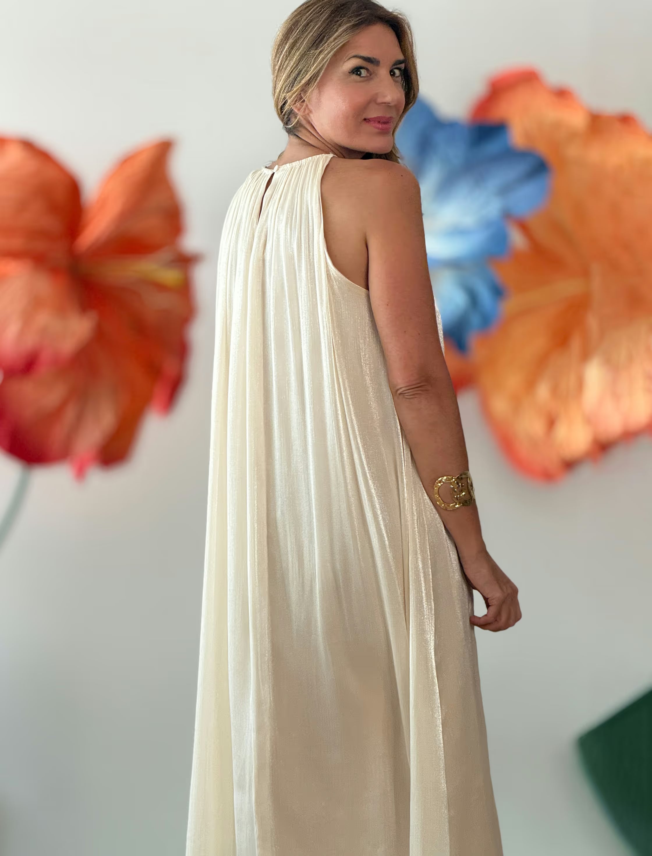 Vestido largo beige Atenas