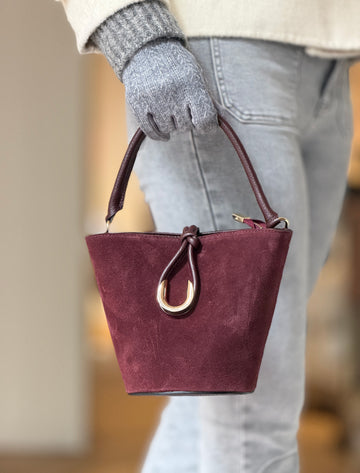 Bolso mini cesta chic burdeos