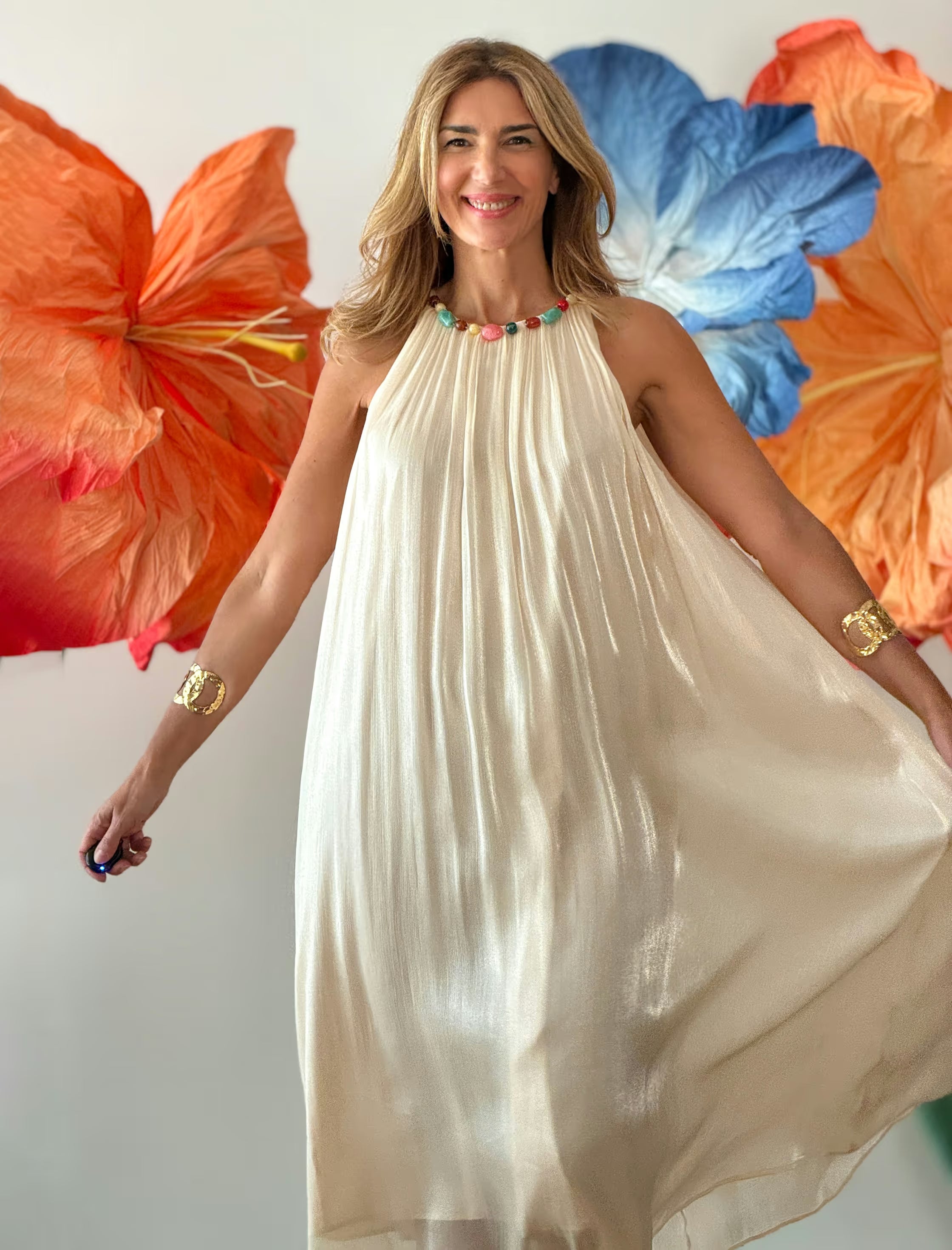 Vestido largo beige Atenas