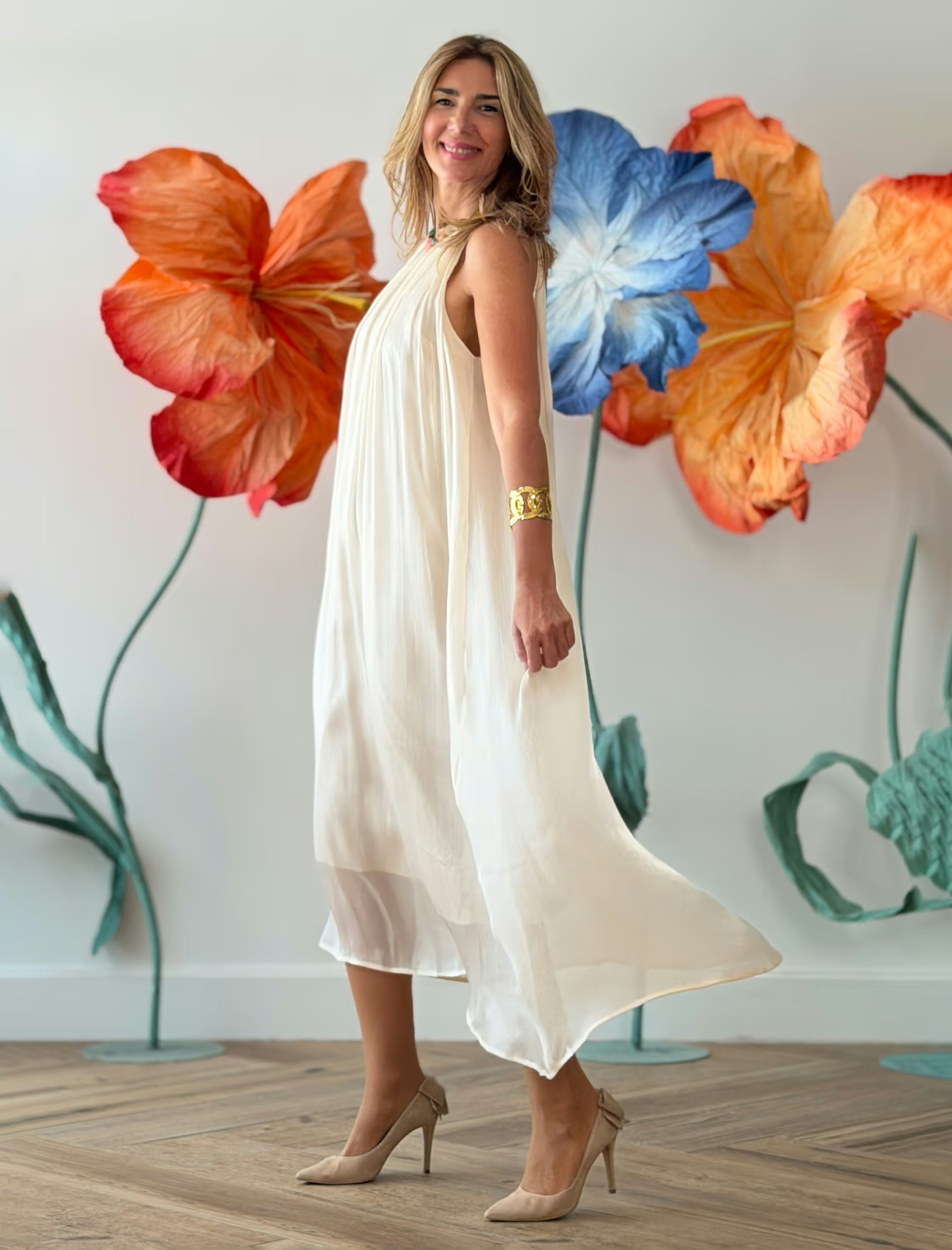 Vestido largo beige Atenas