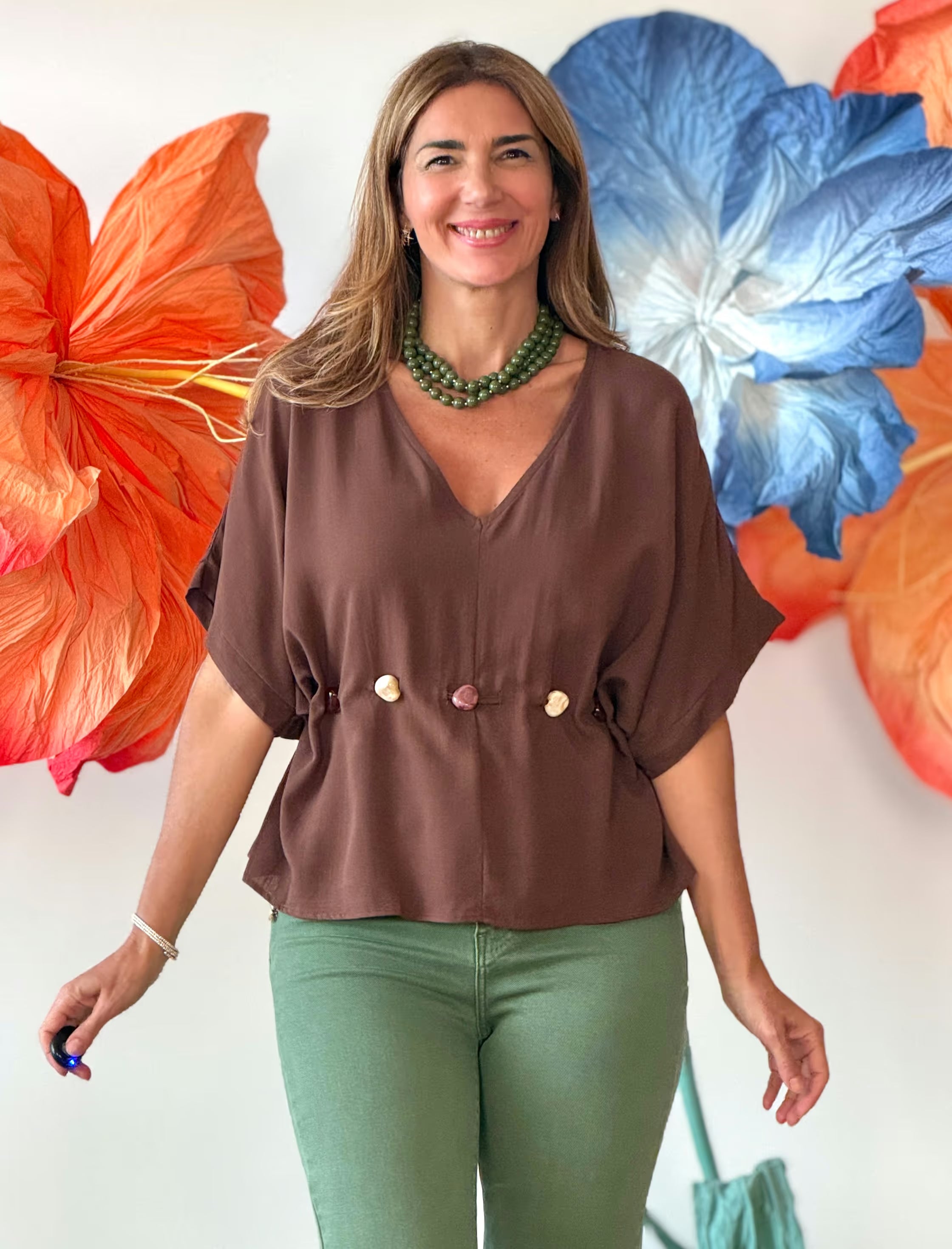 Brown Stone Set Blouse (pending name Nuria)