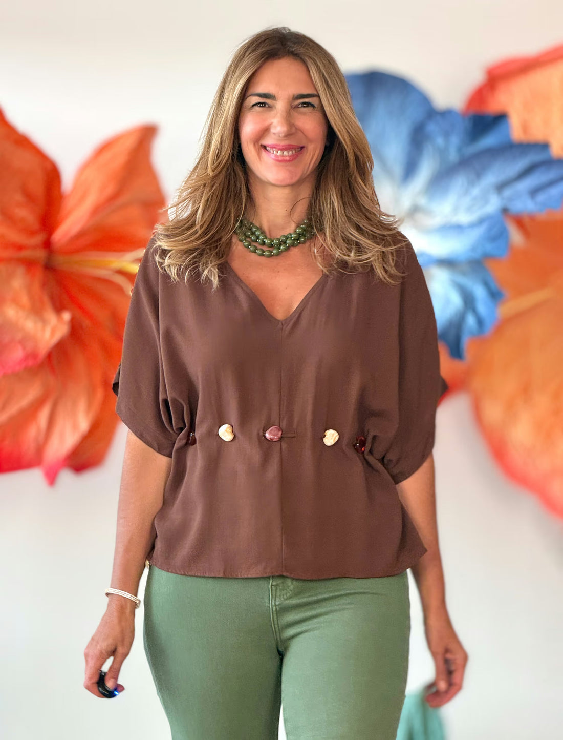 Brown Stone Set Blouse (pending name Nuria)