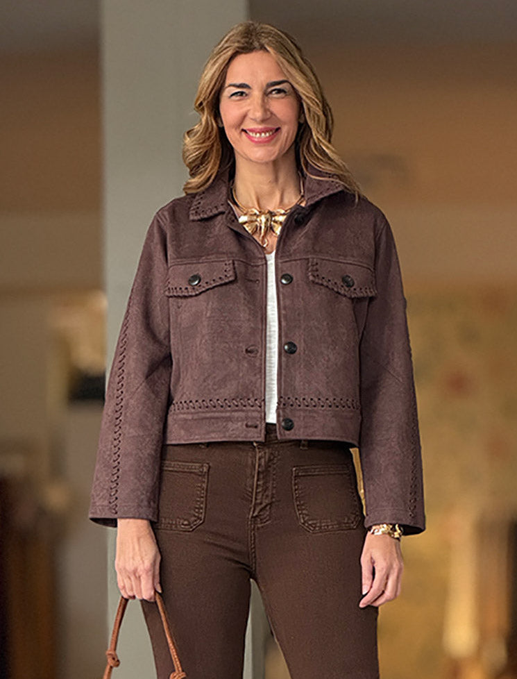 Chaqueta corta ideal de mujer marrón chocolate