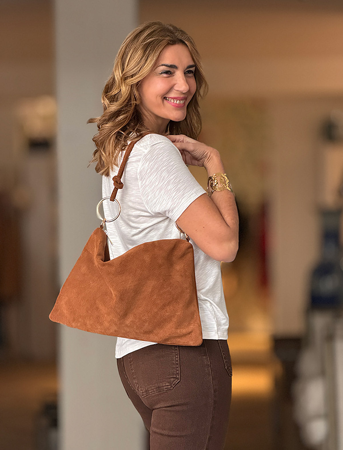 Bolso aros ideal cuero