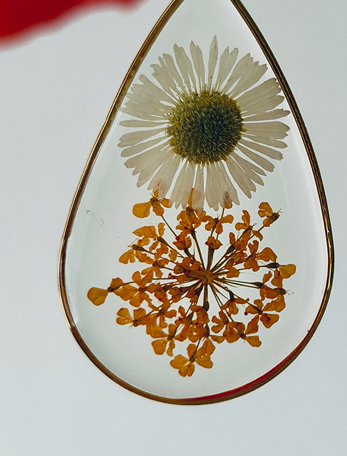 pendientes flor natural naranja