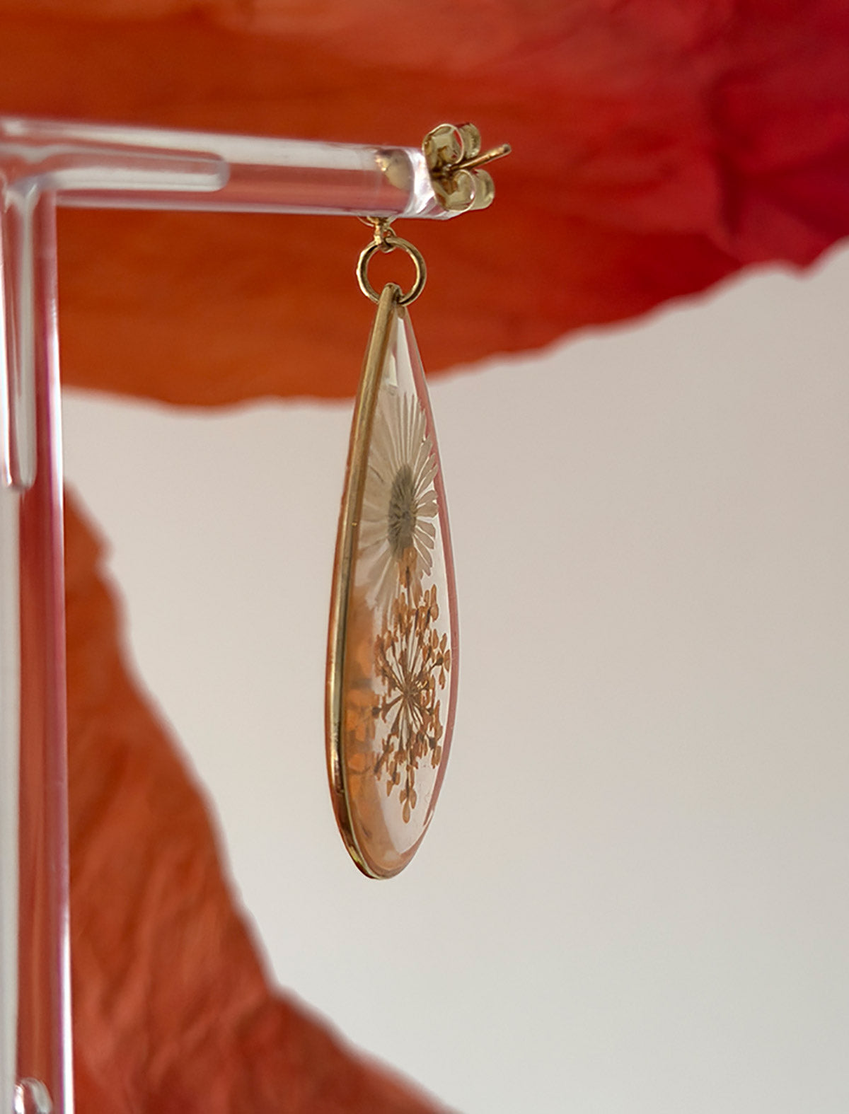 pendientes flor natural naranja