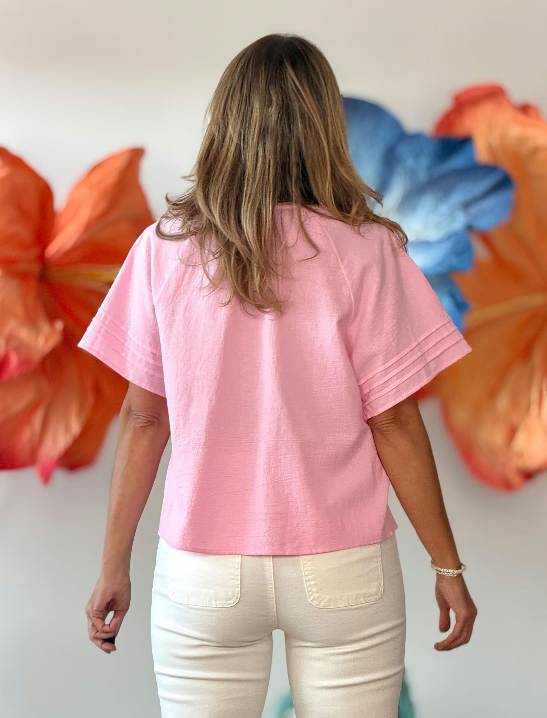 Pink shirt with lace Lita