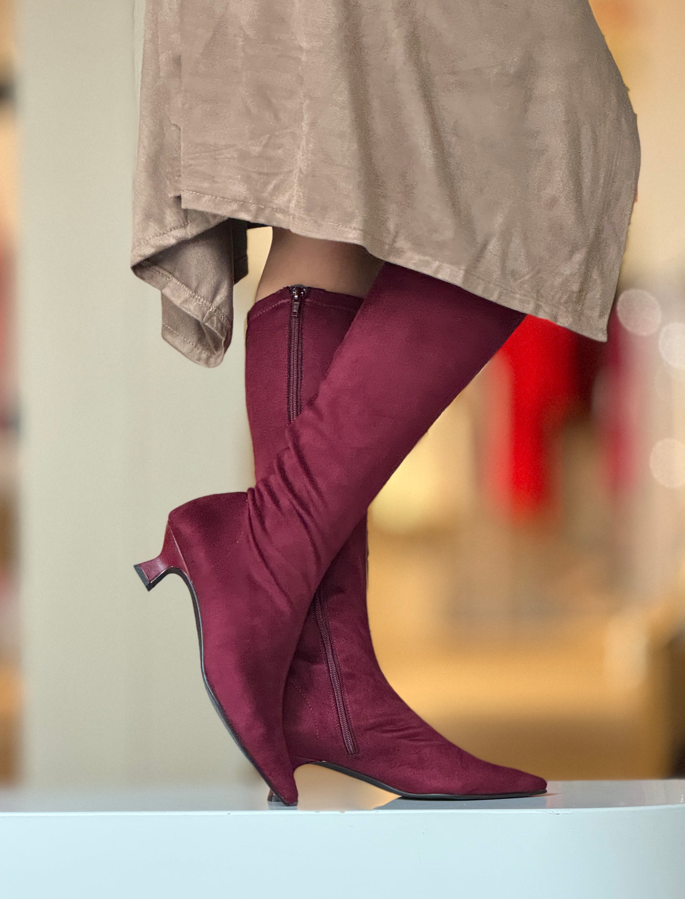 Bota alta de licra Burdeos