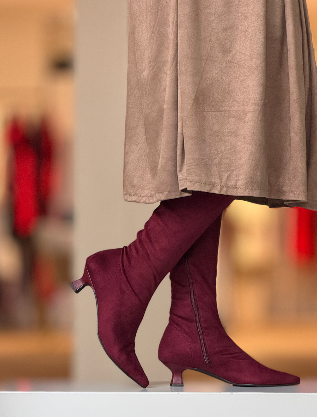 Bota alta de licra Burdeos