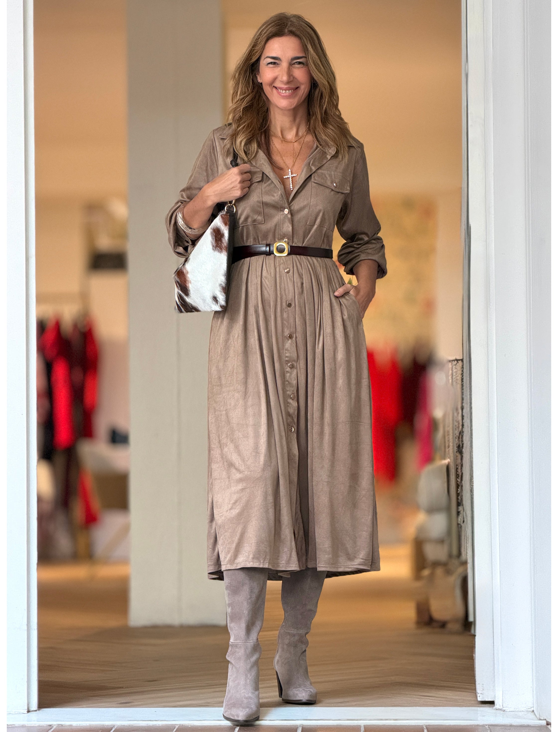 Vestido camisero visón