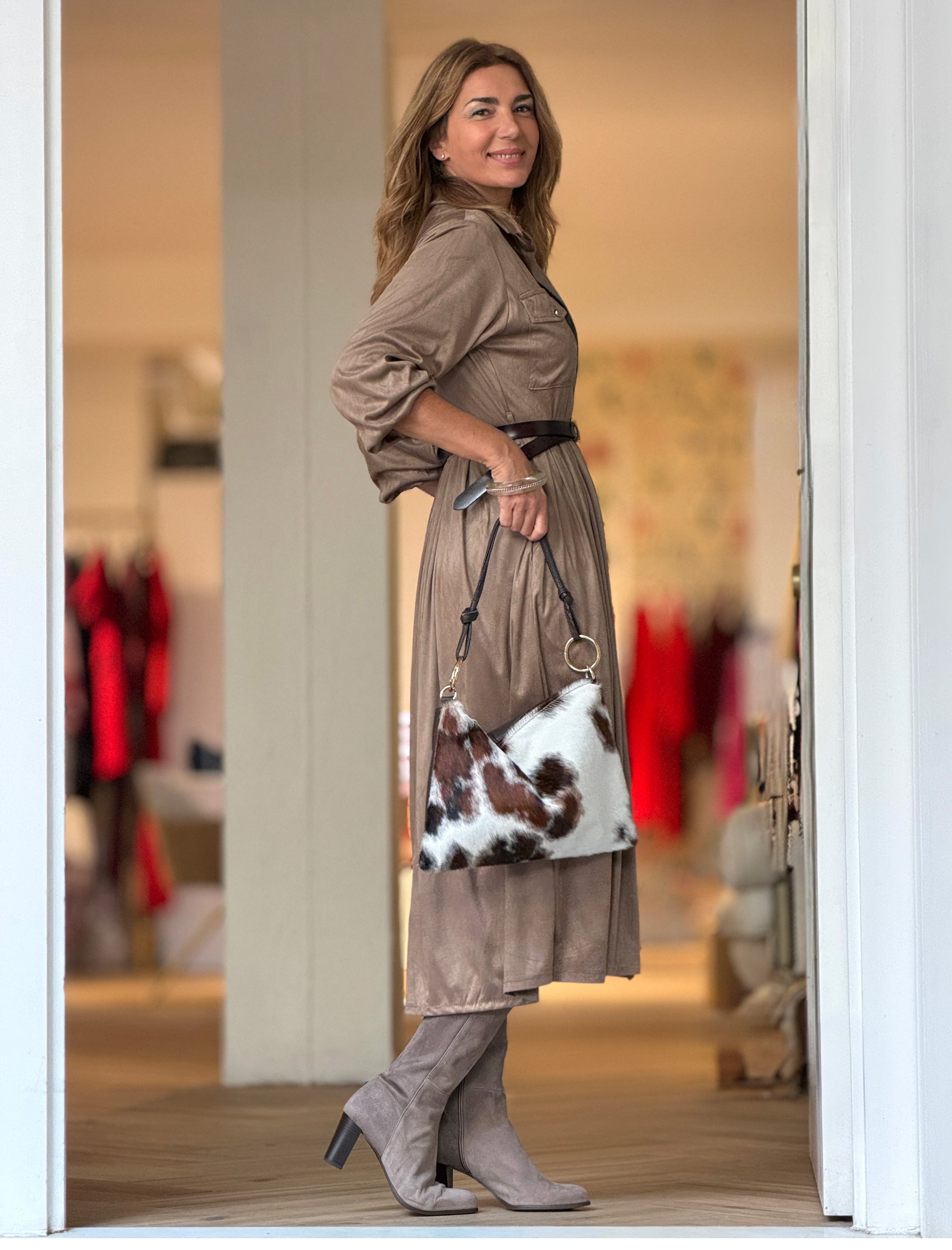 Bolso piel de pelo estampado vaca