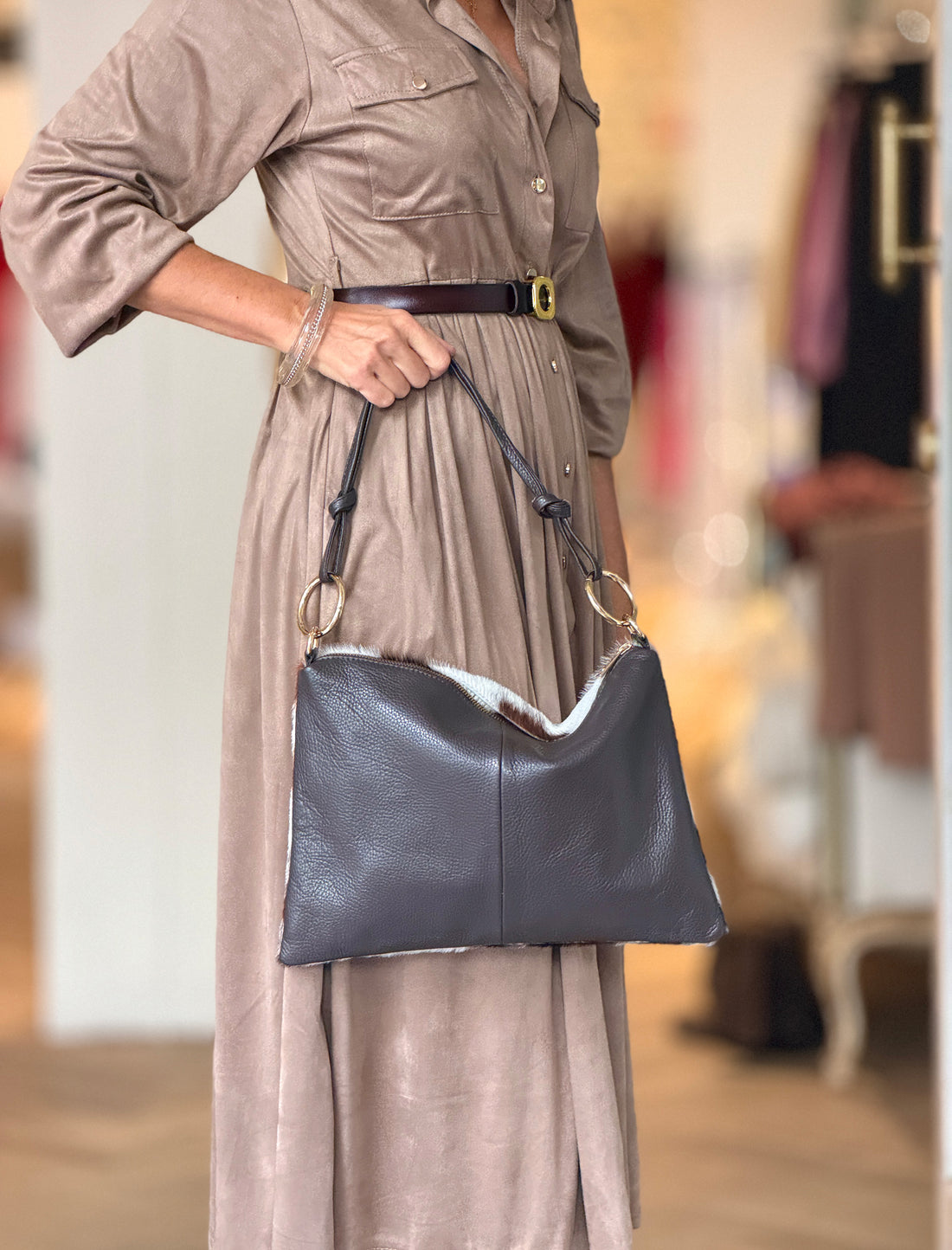 Bolso piel de pelo estampado vaca